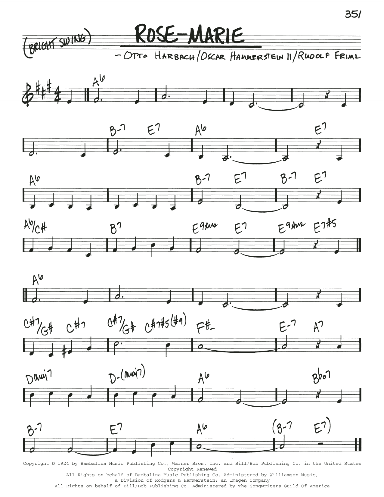 Download Oscar Hammerstein II Rose-Marie Sheet Music and learn how to play Real Book – Melody & Chords PDF digital score in minutes