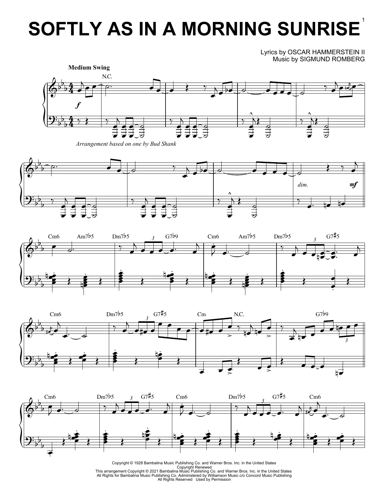 Download Oscar Hammerstein II Softly As In A Morning Sunrise [Jazz version] (arr. Brent Edstrom) Sheet Music and learn how to play Piano Solo PDF digital score in minutes