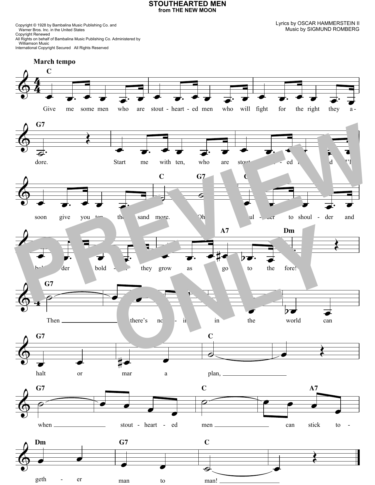 Download Oscar Hammerstein II Stouthearted Men Sheet Music and learn how to play Melody Line, Lyrics & Chords PDF digital score in minutes