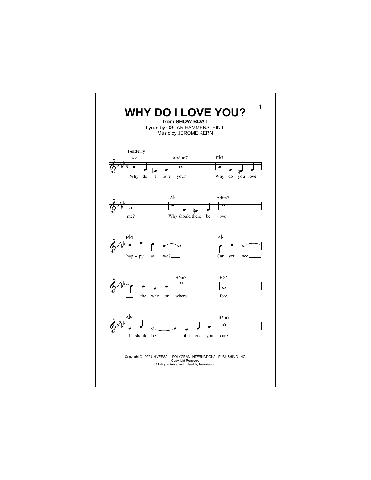 Download Oscar Hammerstein II Why Do I Love You? Sheet Music and learn how to play Lead Sheet / Fake Book PDF digital score in minutes