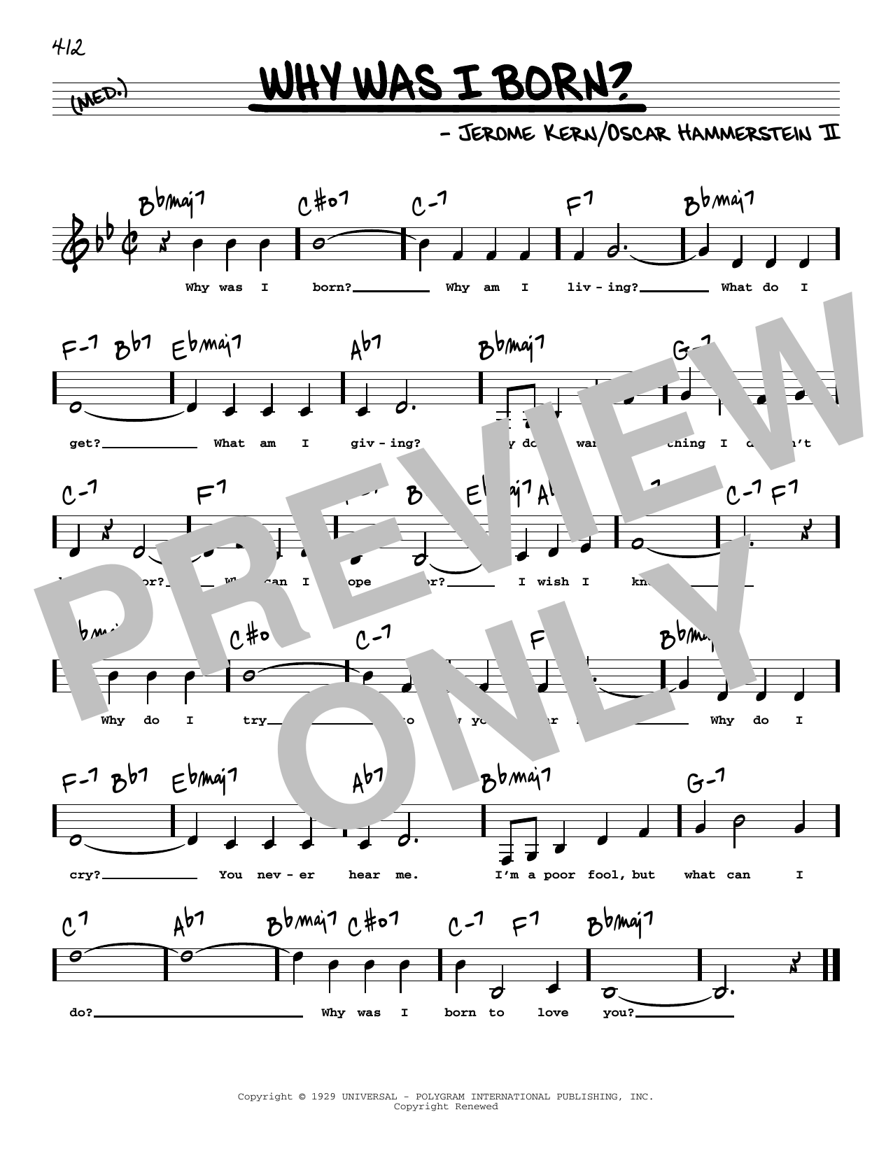 Download Oscar Hammerstein II Why Was I Born? (Low Voice) Sheet Music and learn how to play Real Book – Melody, Lyrics & Chords PDF digital score in minutes