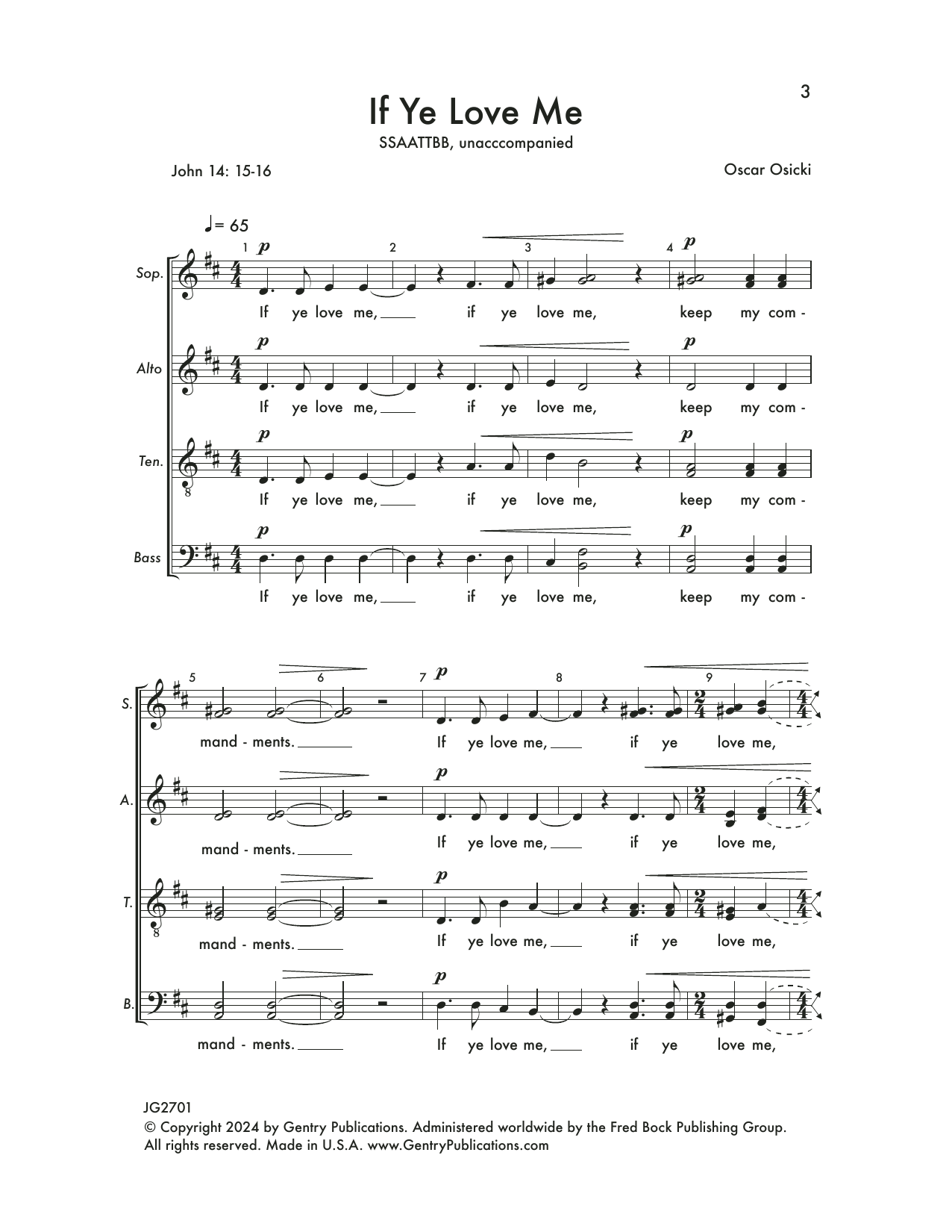 Download Oscar Osicki If Ye Love Me Sheet Music and learn how to play SATB Choir PDF digital score in minutes