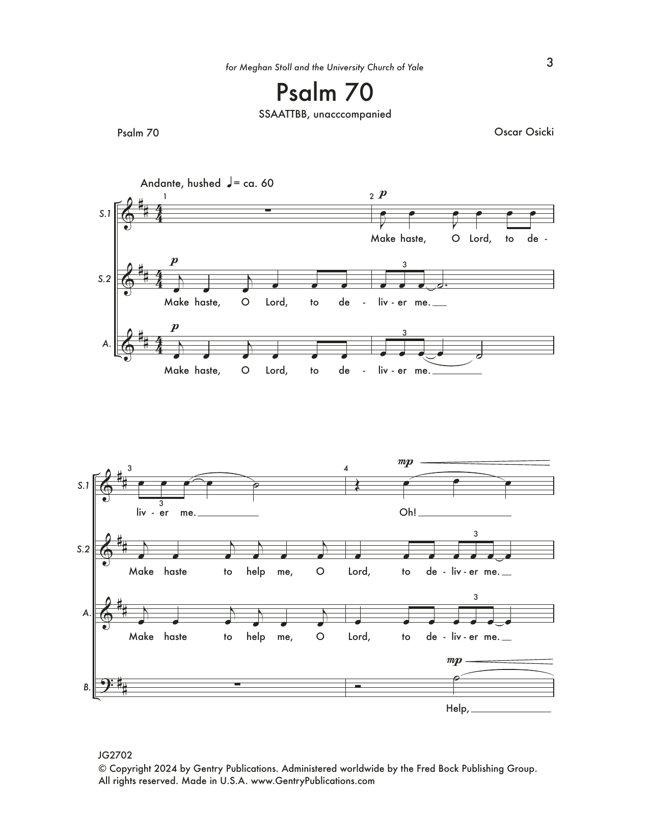 Download Oscar Osicki Psalm 70 Sheet Music and learn how to play Choir PDF digital score in minutes