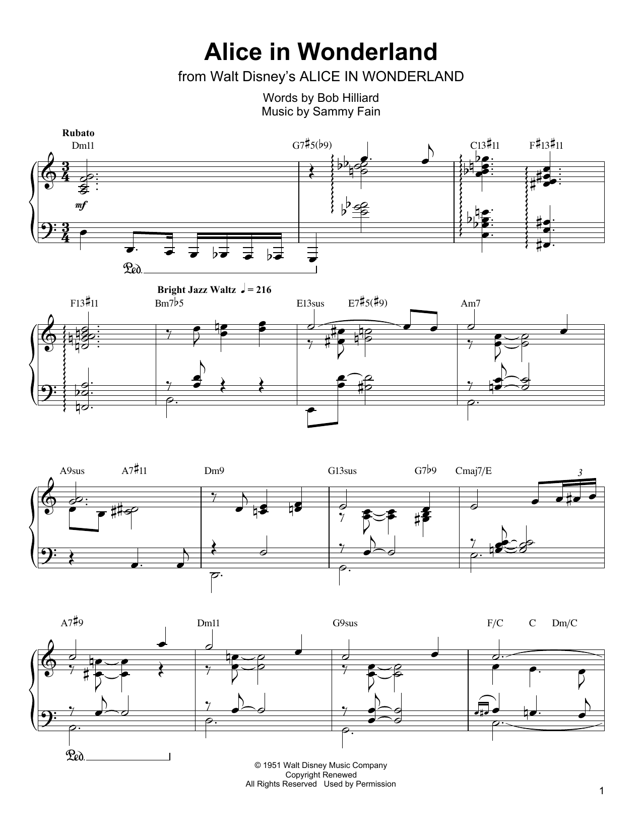 Download Oscar Peterson Alice In Wonderland Sheet Music and learn how to play Piano Transcription PDF digital score in minutes