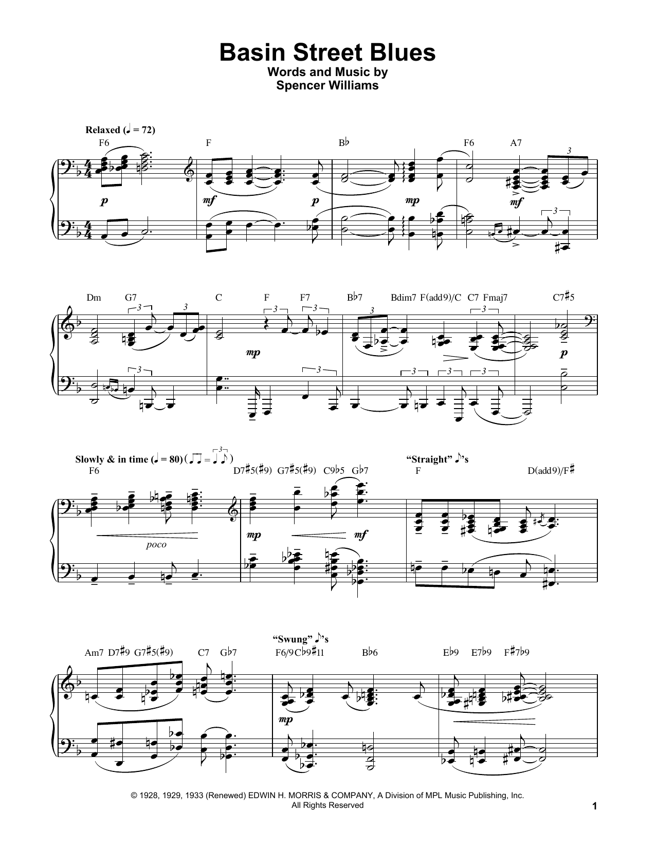 Download Oscar Peterson Basin Street Blues Sheet Music and learn how to play Piano Transcription PDF digital score in minutes