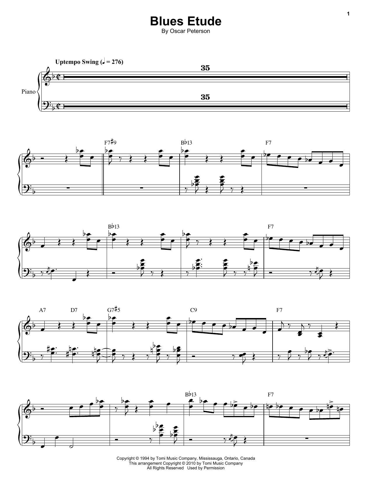 Download Oscar Peterson Blues Etude Sheet Music and learn how to play Piano & Vocal PDF digital score in minutes