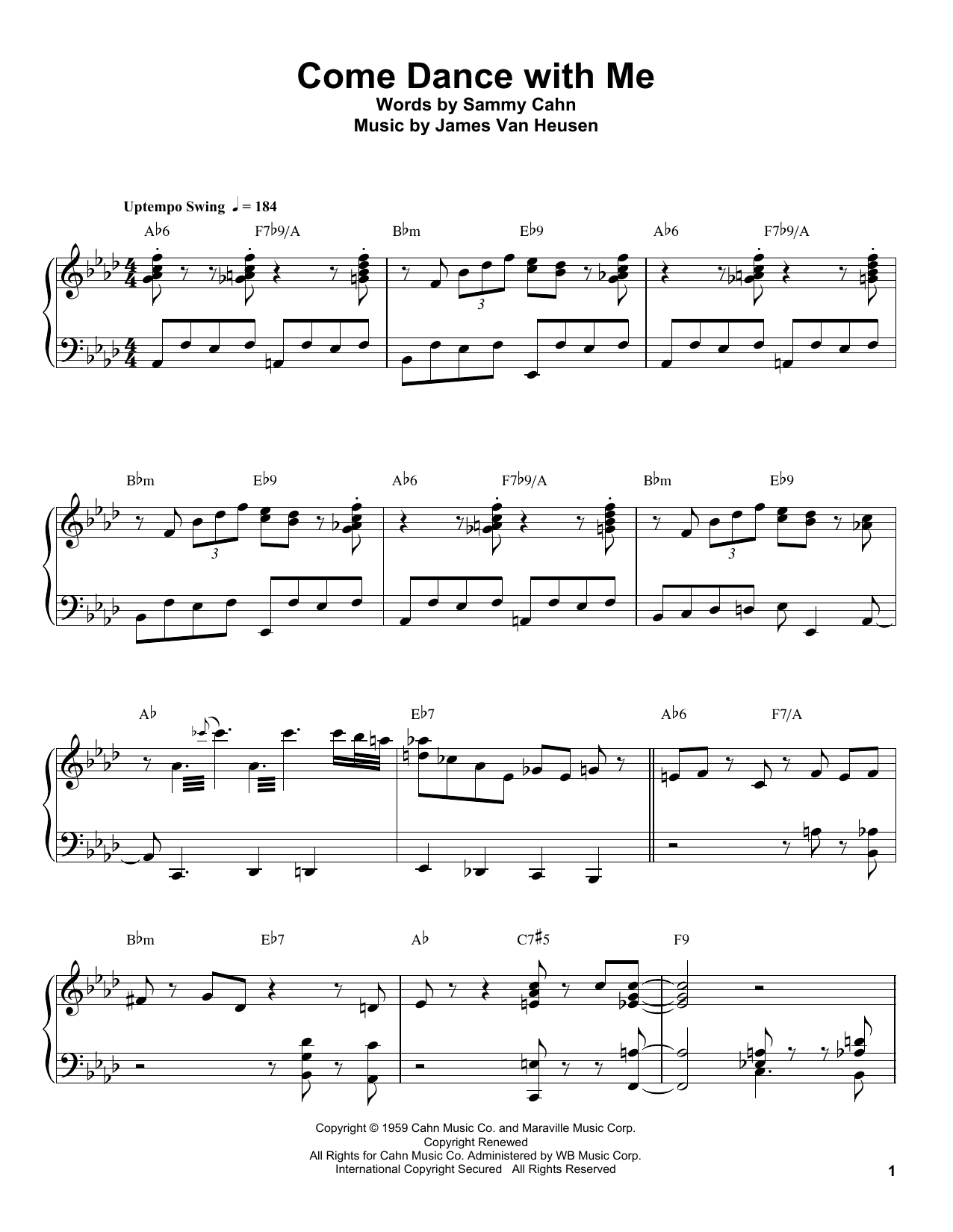 Download Oscar Peterson Come Dance With Me Sheet Music and learn how to play Piano Transcription PDF digital score in minutes