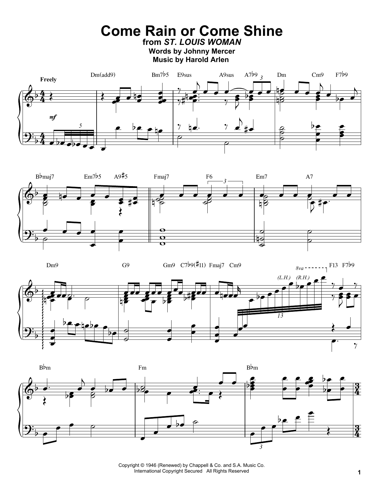 Download Oscar Peterson Come Rain Or Come Shine Sheet Music and learn how to play Piano Transcription PDF digital score in minutes