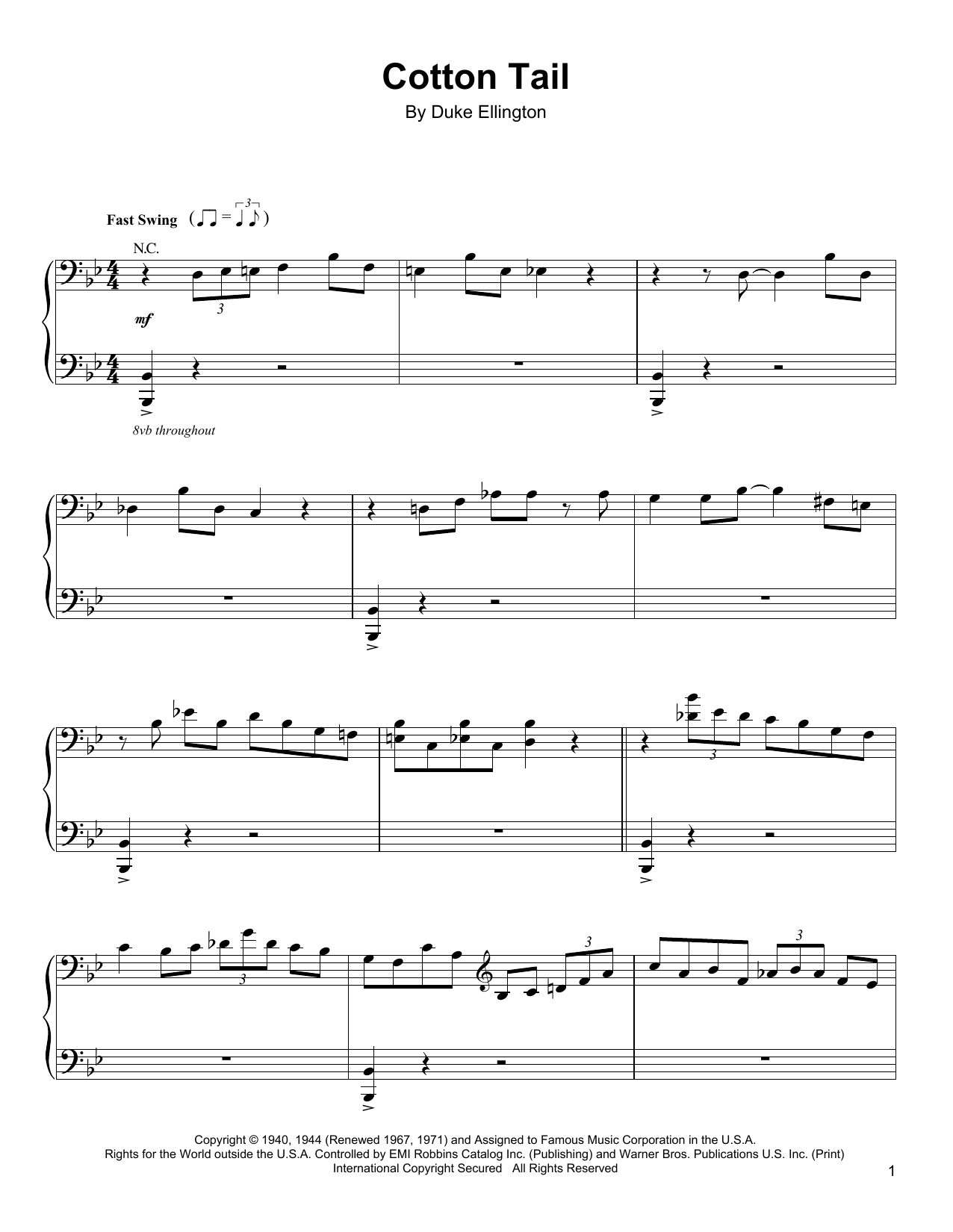 Download Oscar Peterson Cotton Tail Sheet Music and learn how to play Piano Transcription PDF digital score in minutes