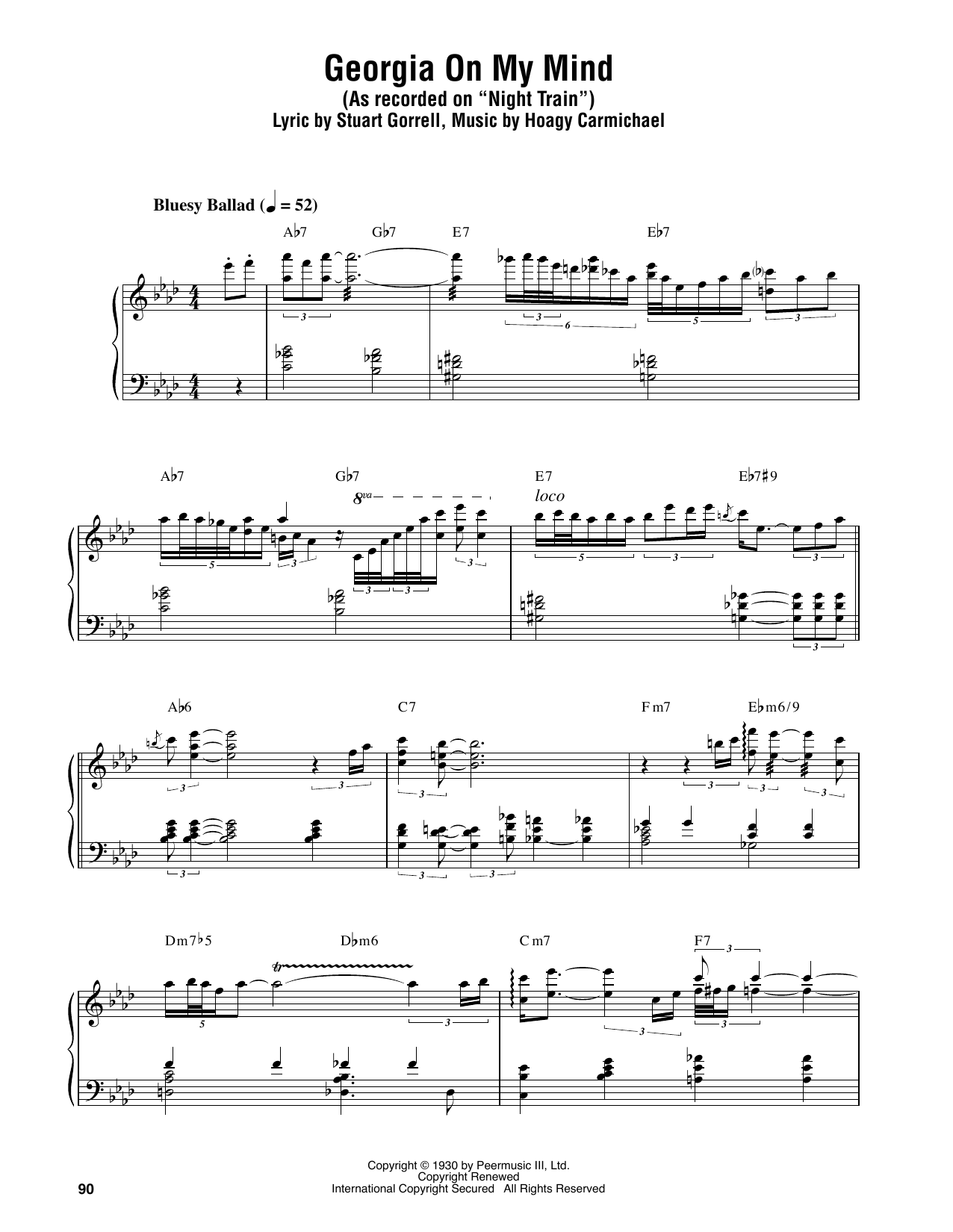 Download Oscar Peterson Georgia On My Mind Sheet Music and learn how to play Piano Transcription PDF digital score in minutes