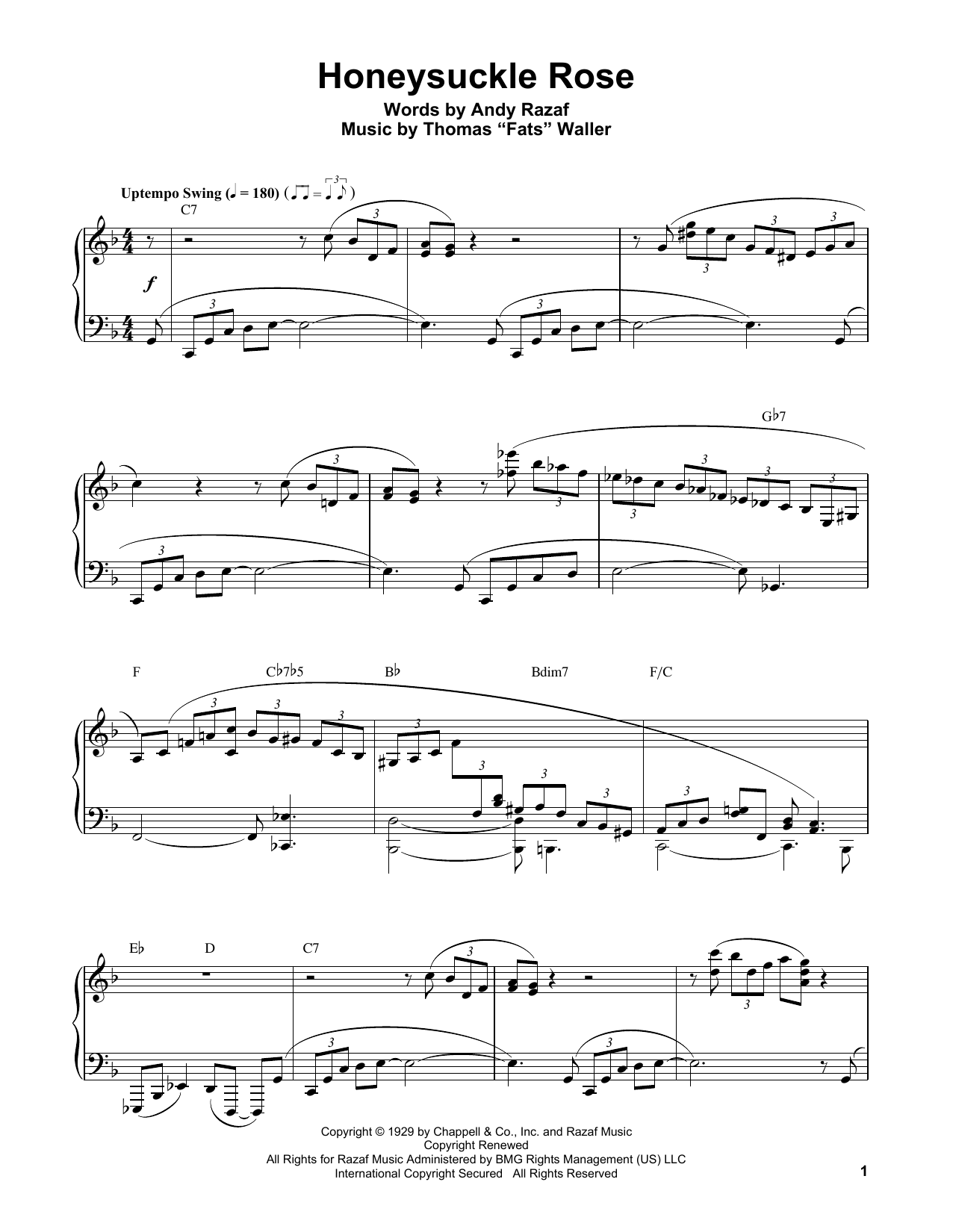 Download Oscar Peterson Honeysuckle Rose Sheet Music and learn how to play Piano Transcription PDF digital score in minutes