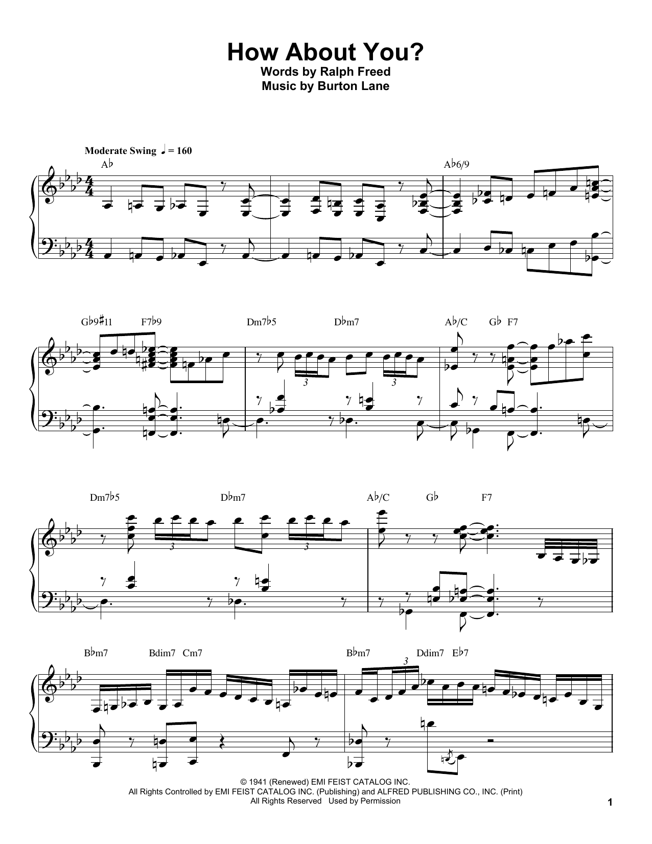 Download Oscar Peterson How About You? Sheet Music and learn how to play Piano Transcription PDF digital score in minutes