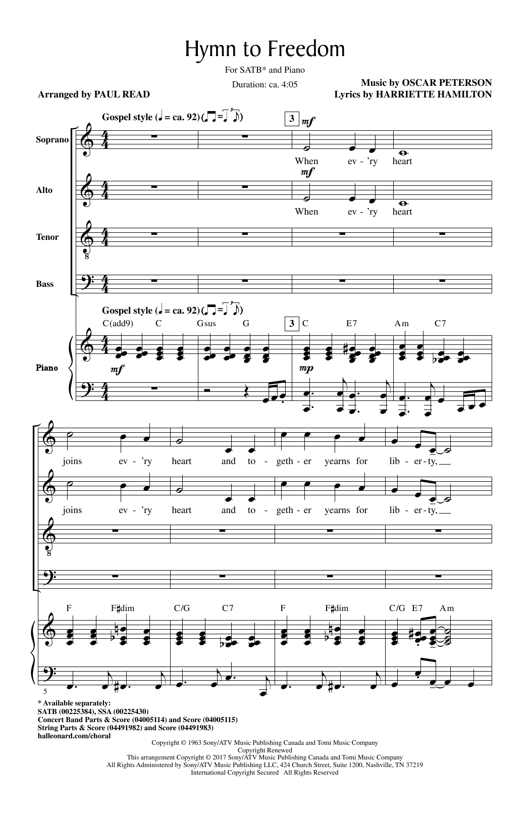Download Seppo Hovi Hymn To Freedom Sheet Music and learn how to play SATB PDF digital score in minutes