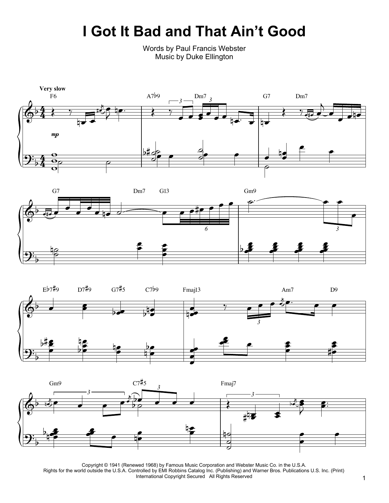 Download Oscar Peterson I Got It Bad And That Ain't Good Sheet Music and learn how to play Piano Transcription PDF digital score in minutes