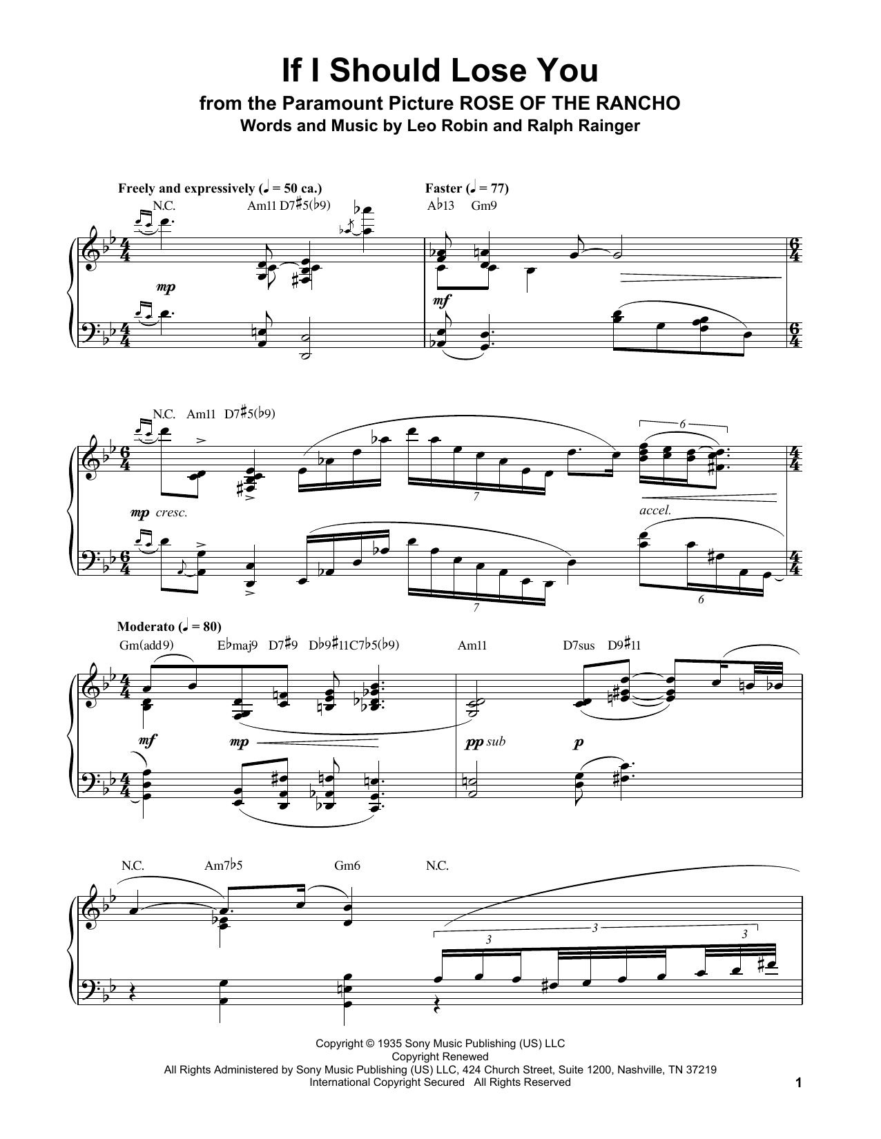 Download Oscar Peterson If I Should Lose You Sheet Music and learn how to play Piano Transcription PDF digital score in minutes