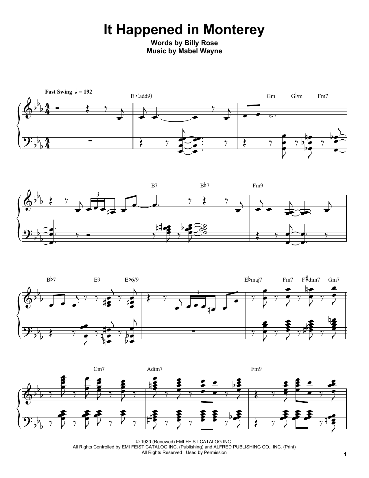 Download Oscar Peterson It Happened In Monterey Sheet Music and learn how to play Piano Transcription PDF digital score in minutes
