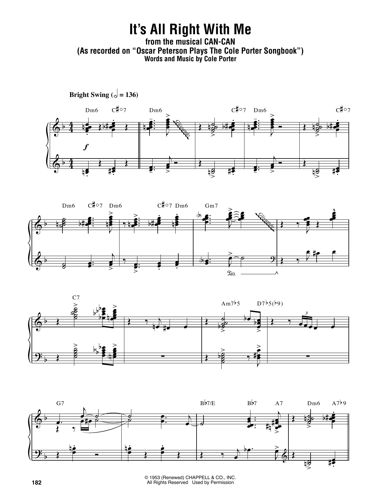 Download Oscar Peterson It's All Right With Me Sheet Music and learn how to play Piano Transcription PDF digital score in minutes