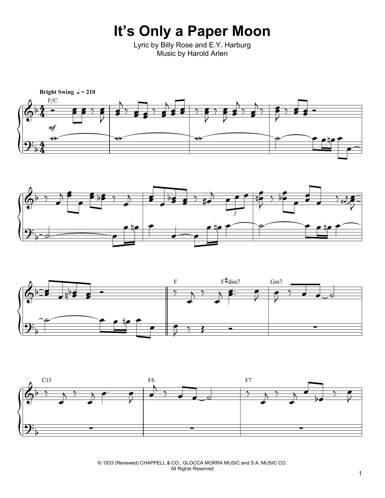 Download Oscar Peterson It's Only A Paper Moon Sheet Music and learn how to play Piano Transcription PDF digital score in minutes