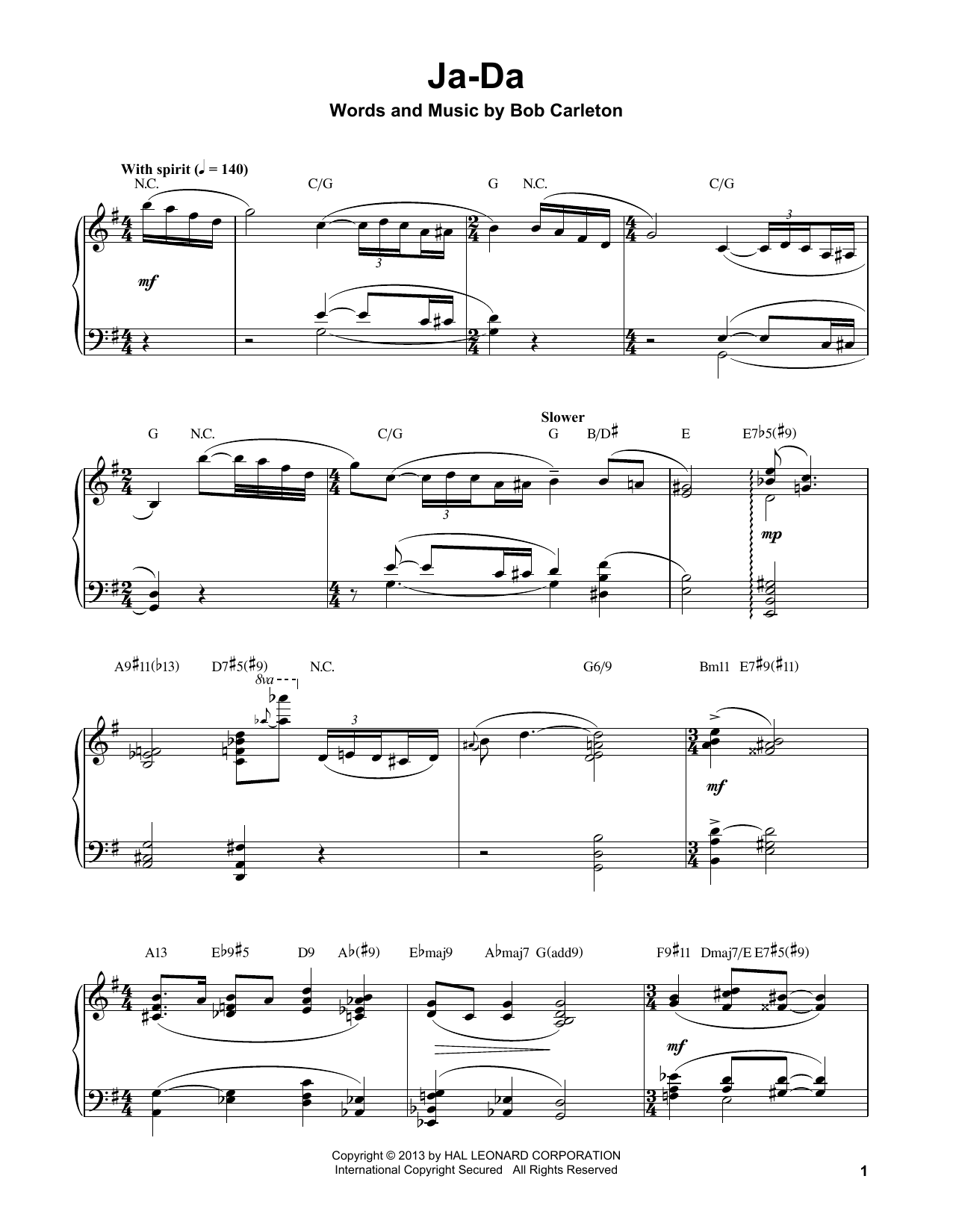 Download Oscar Peterson Ja-Da Sheet Music and learn how to play Piano Transcription PDF digital score in minutes