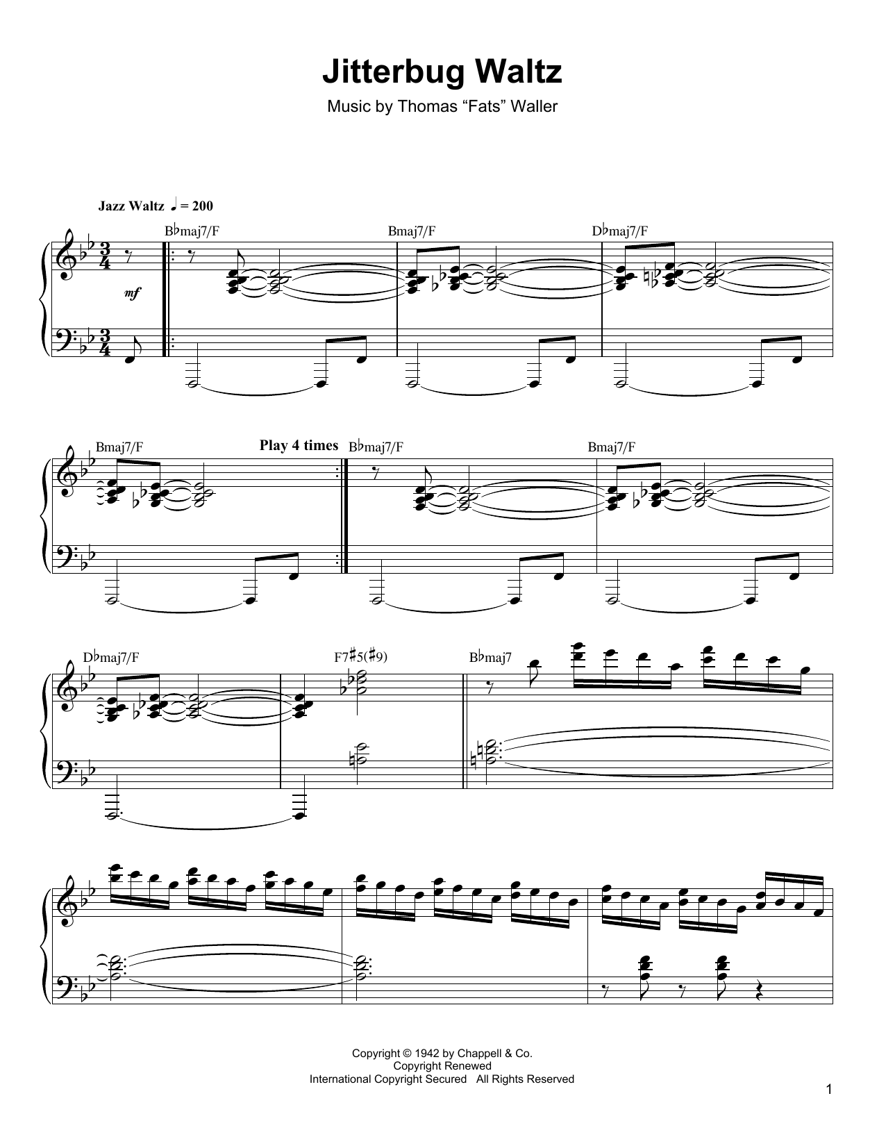 Download Oscar Peterson Jitterbug Waltz Sheet Music and learn how to play Piano Transcription PDF digital score in minutes