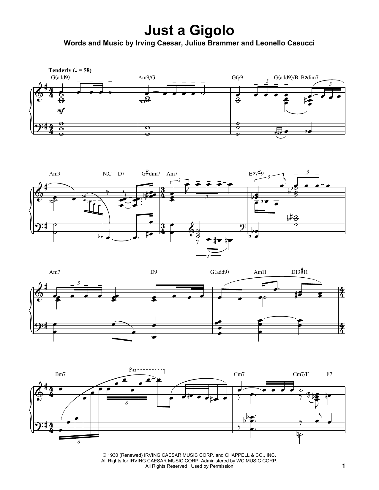 Download Oscar Peterson Just A Gigolo Sheet Music and learn how to play Piano Transcription PDF digital score in minutes