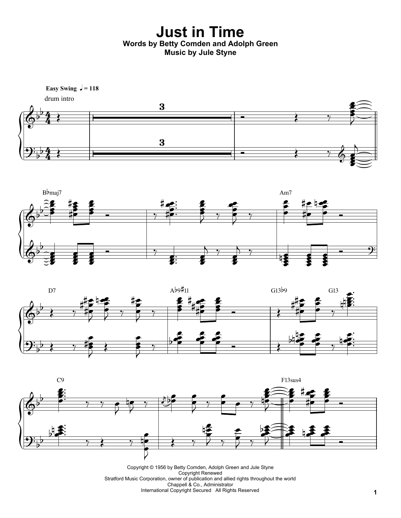 Download Oscar Peterson Just In Time Sheet Music and learn how to play Piano Transcription PDF digital score in minutes