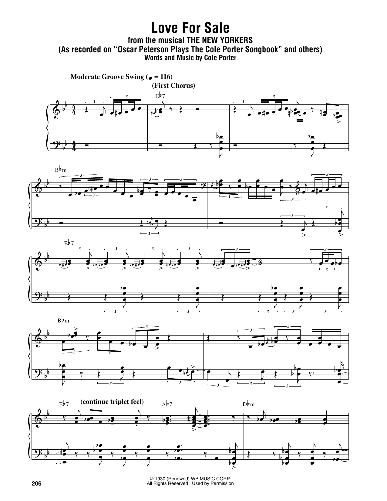 Download Oscar Peterson Love For Sale Sheet Music and learn how to play Piano Transcription PDF digital score in minutes