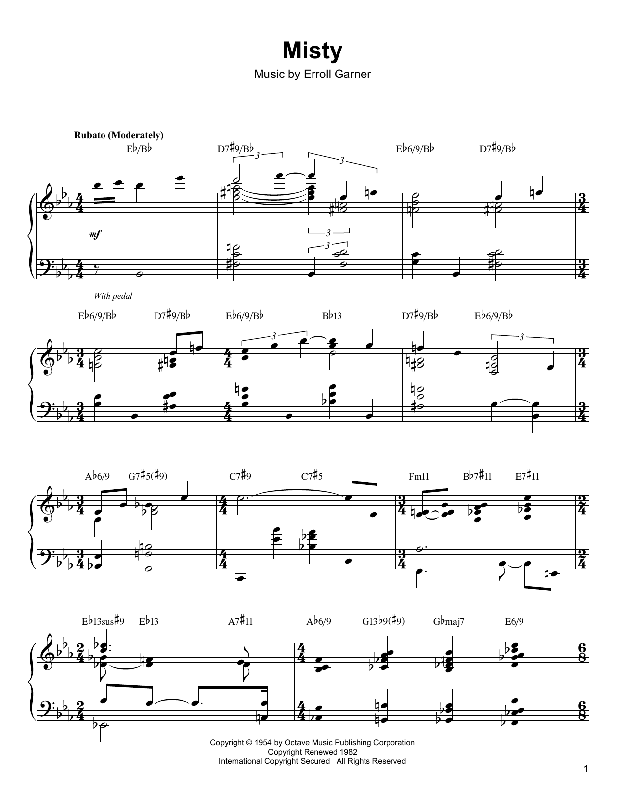 Download Oscar Peterson Misty Sheet Music and learn how to play Piano Transcription PDF digital score in minutes