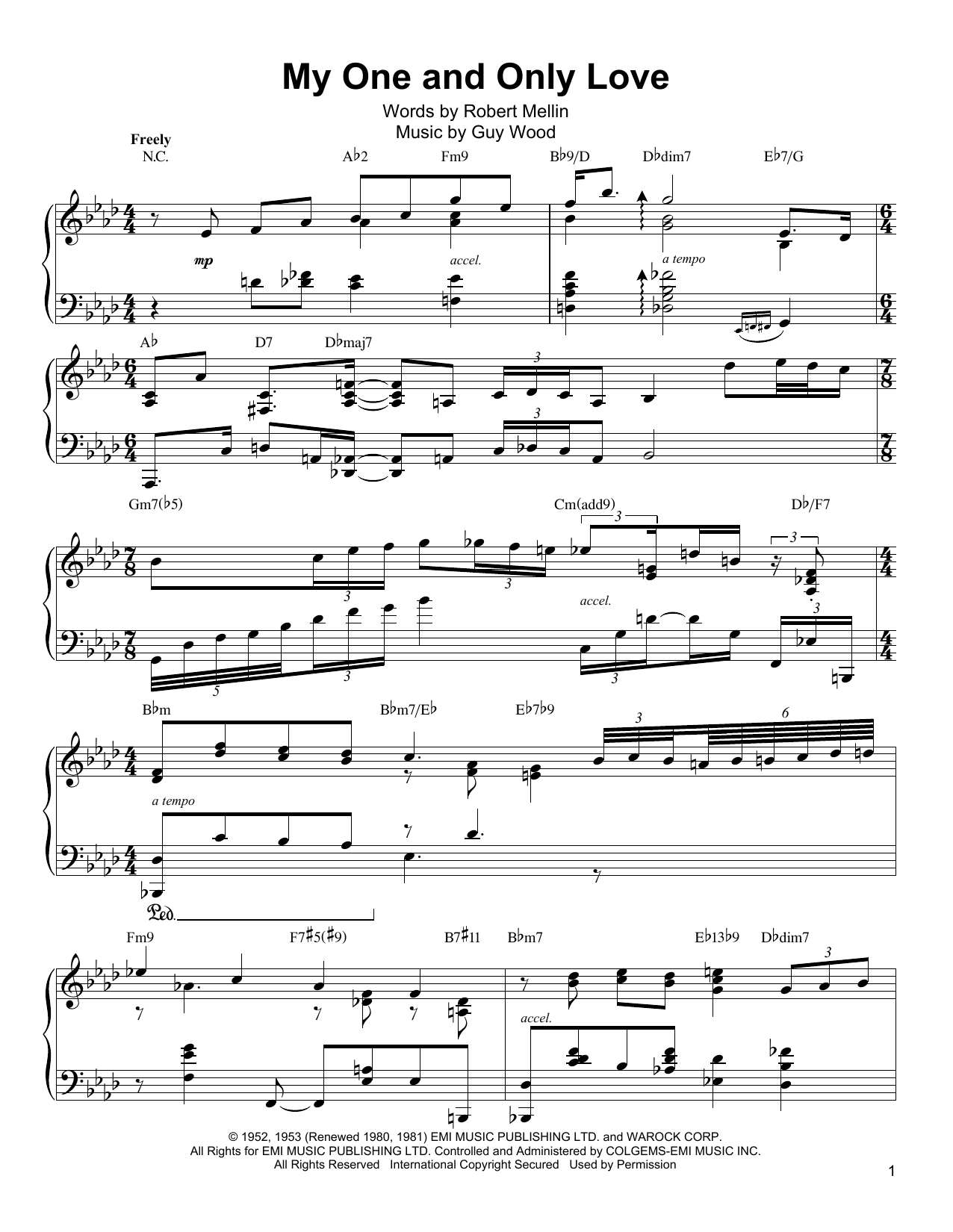 Download Oscar Peterson My One And Only Love Sheet Music and learn how to play Piano Transcription PDF digital score in minutes