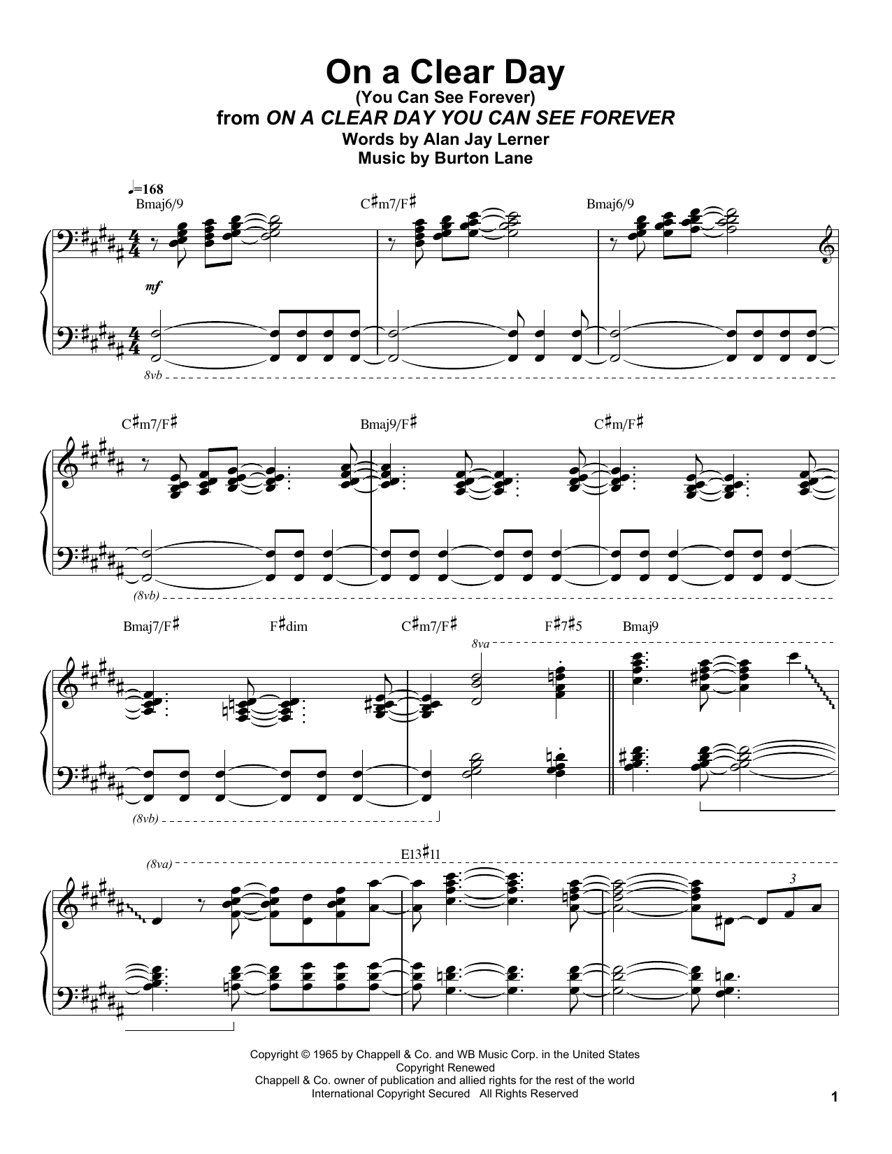 Download Oscar Peterson On A Clear Day (You Can See Forever) Sheet Music and learn how to play Piano Transcription PDF digital score in minutes