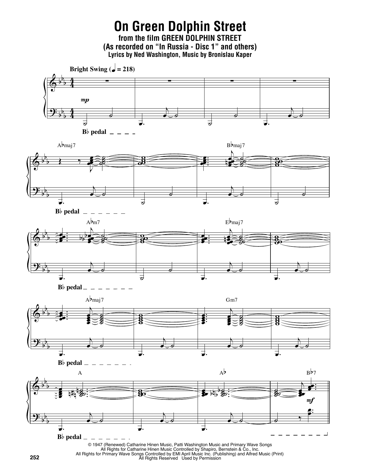 Download Oscar Peterson On Green Dolphin Street Sheet Music and learn how to play Piano Transcription PDF digital score in minutes