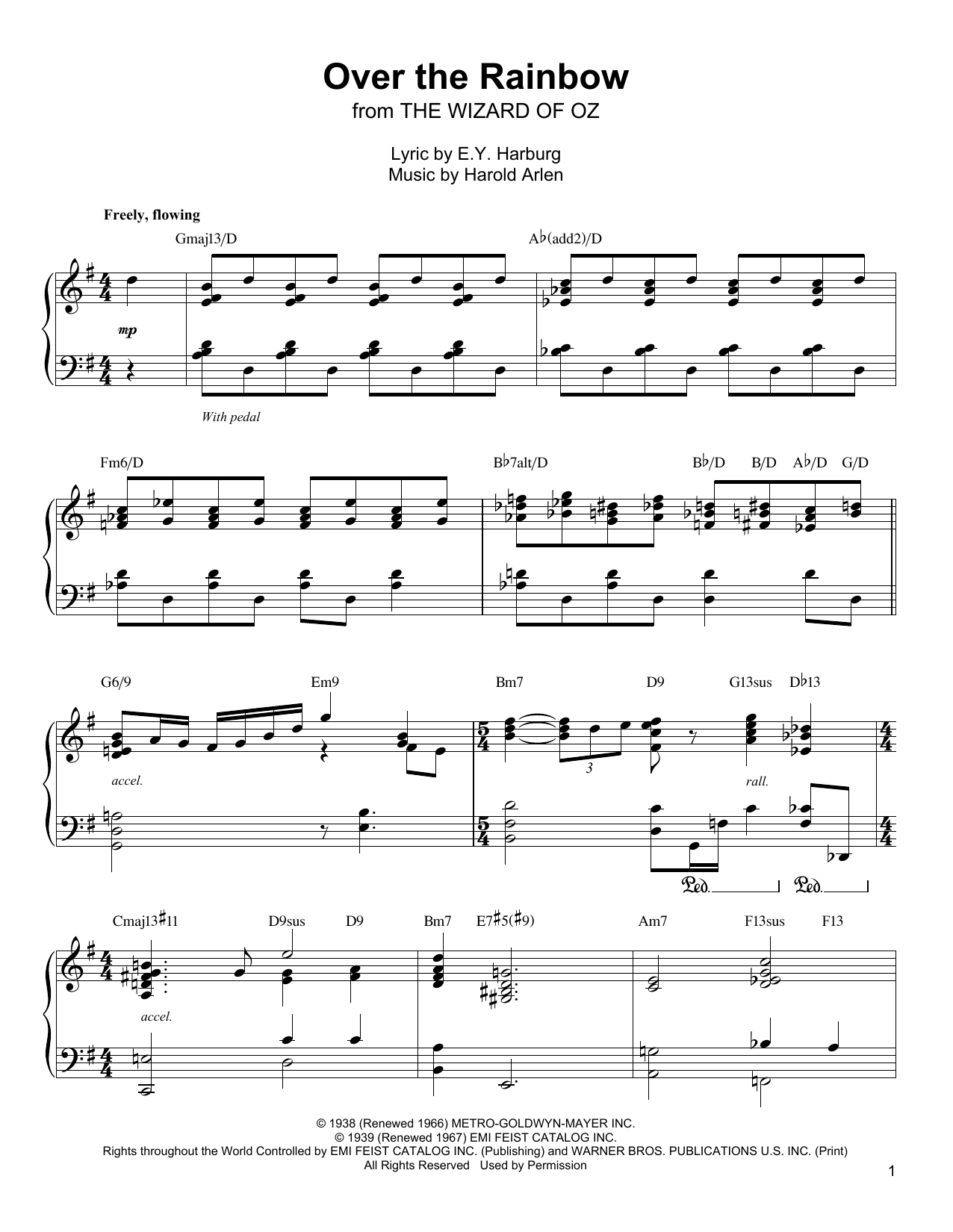 Download Oscar Peterson Over The Rainbow Sheet Music and learn how to play Piano Transcription PDF digital score in minutes