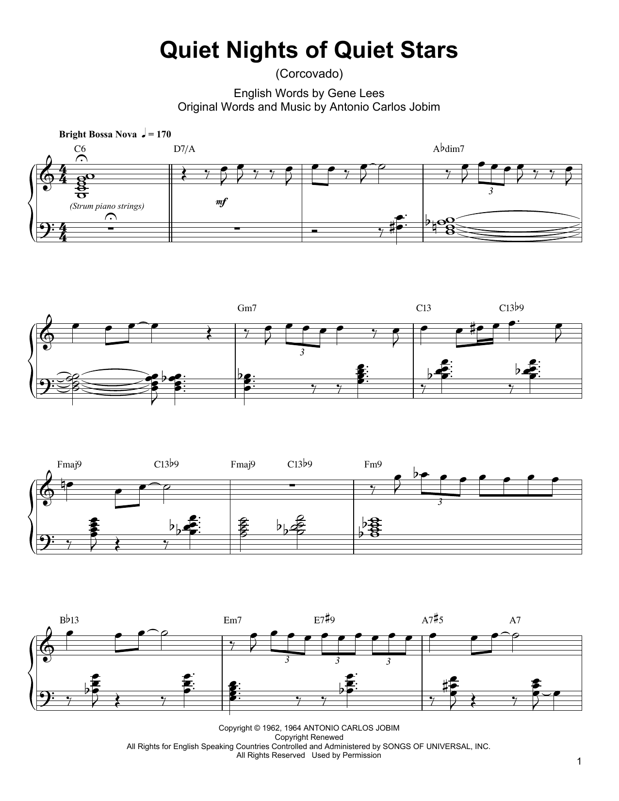 Download Oscar Peterson Quiet Nights Of Quiet Stars (Corcovado) Sheet Music and learn how to play Piano Transcription PDF digital score in minutes