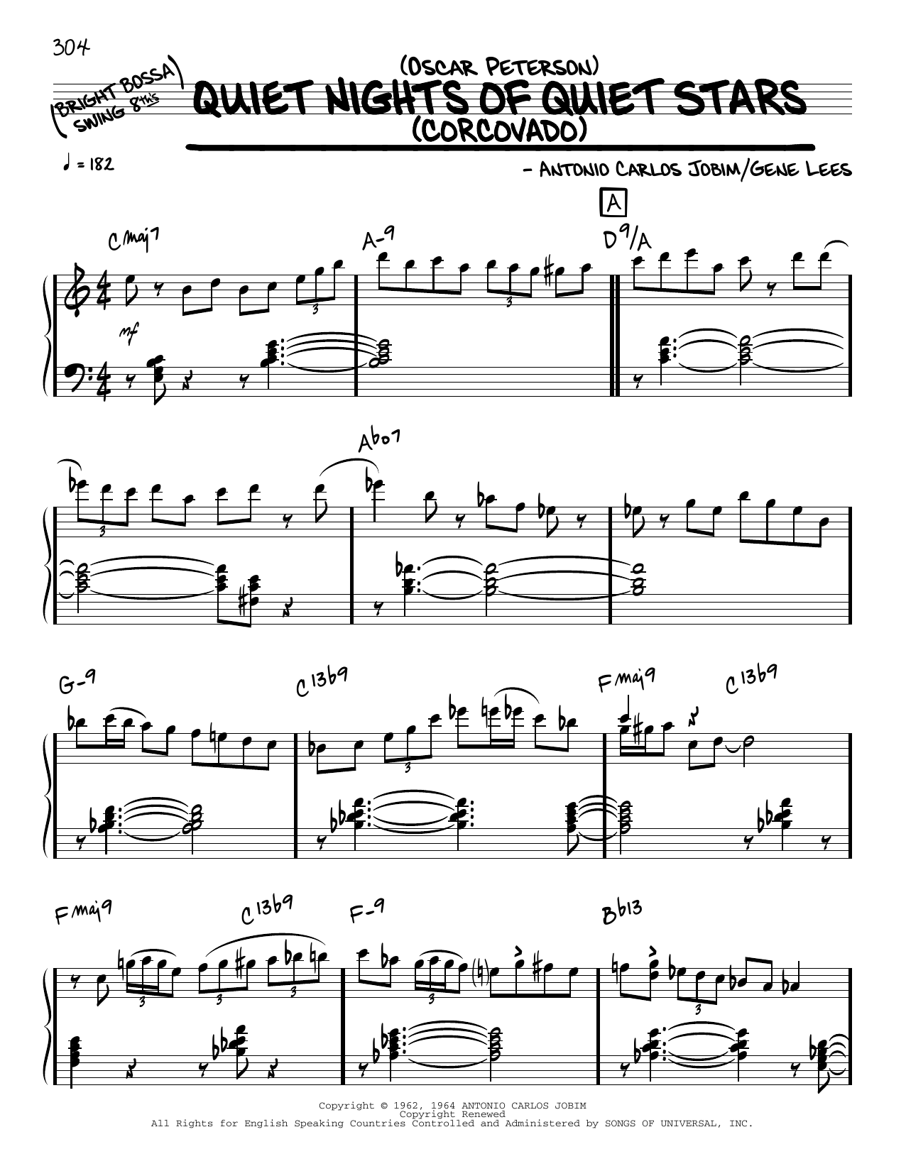 Download Oscar Peterson Quiet Nights Of Quiet Stars (solo only) Sheet Music and learn how to play Real Book – Melody & Chords PDF digital score in minutes