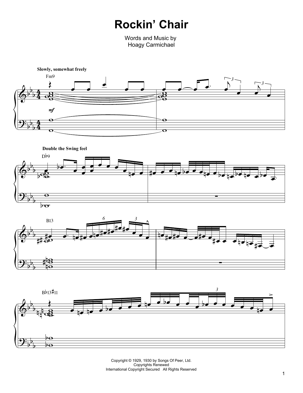 Download Oscar Peterson Rockin' Chair Sheet Music and learn how to play Piano Transcription PDF digital score in minutes