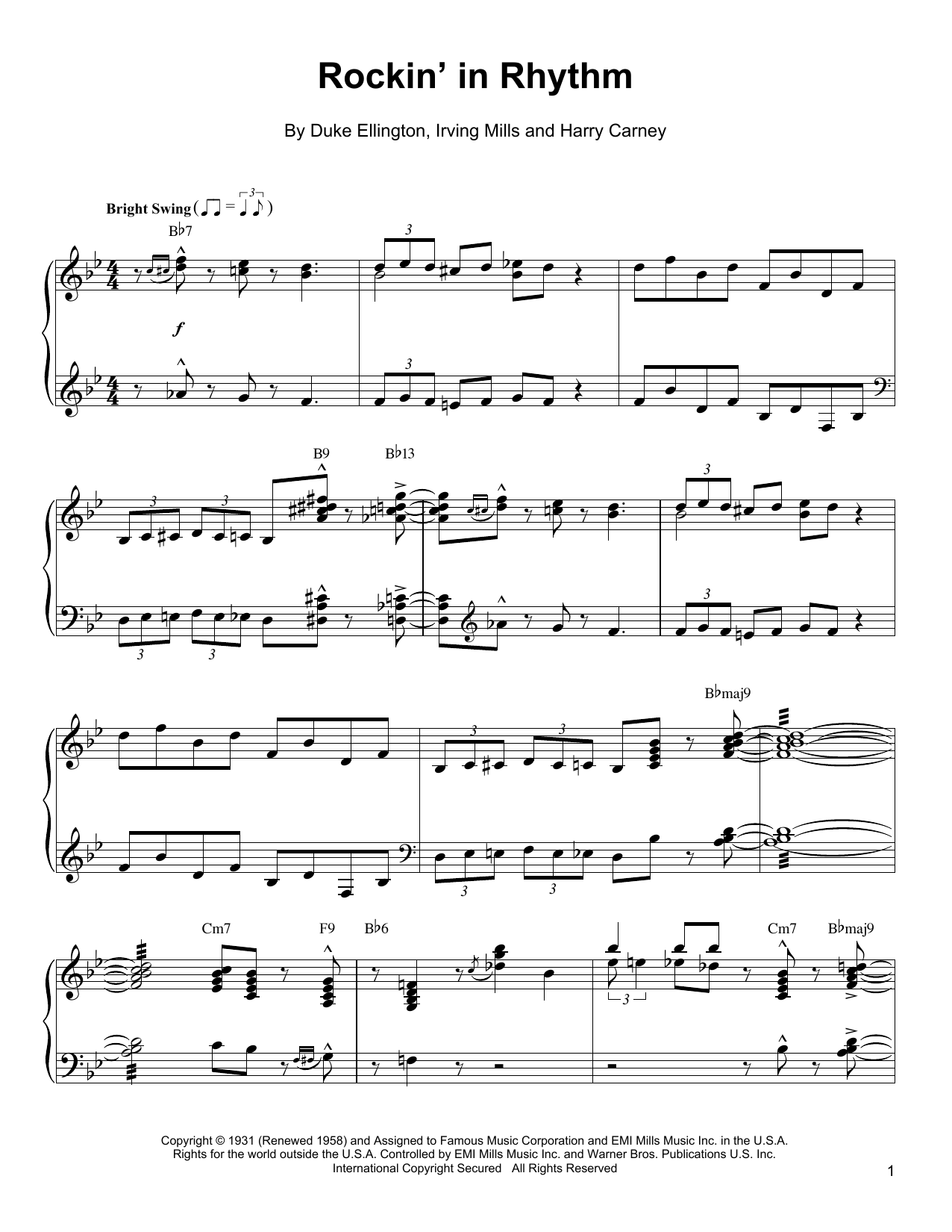 Download Oscar Peterson Rockin' In Rhythm Sheet Music and learn how to play Piano Transcription PDF digital score in minutes