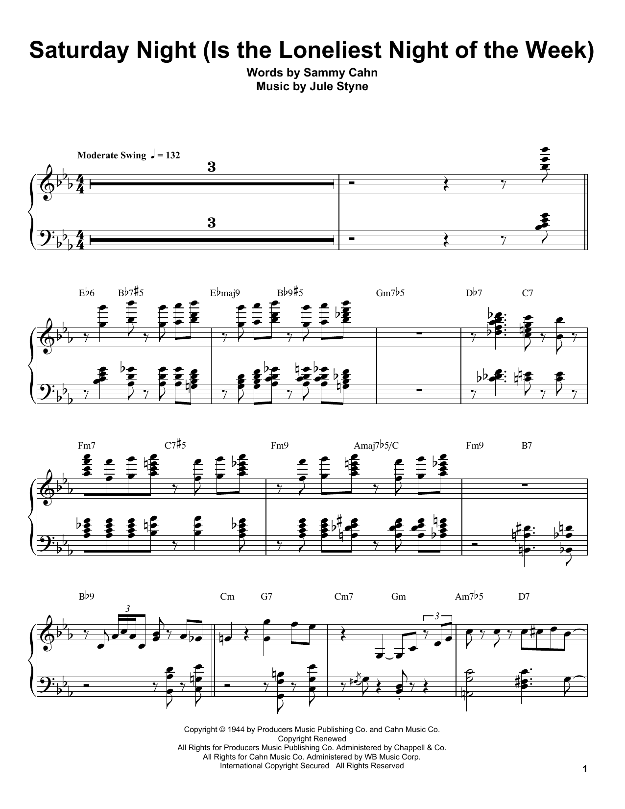 Download Oscar Peterson Saturday Night (Is The Loneliest Night Of The Week) Sheet Music and learn how to play Piano Transcription PDF digital score in minutes