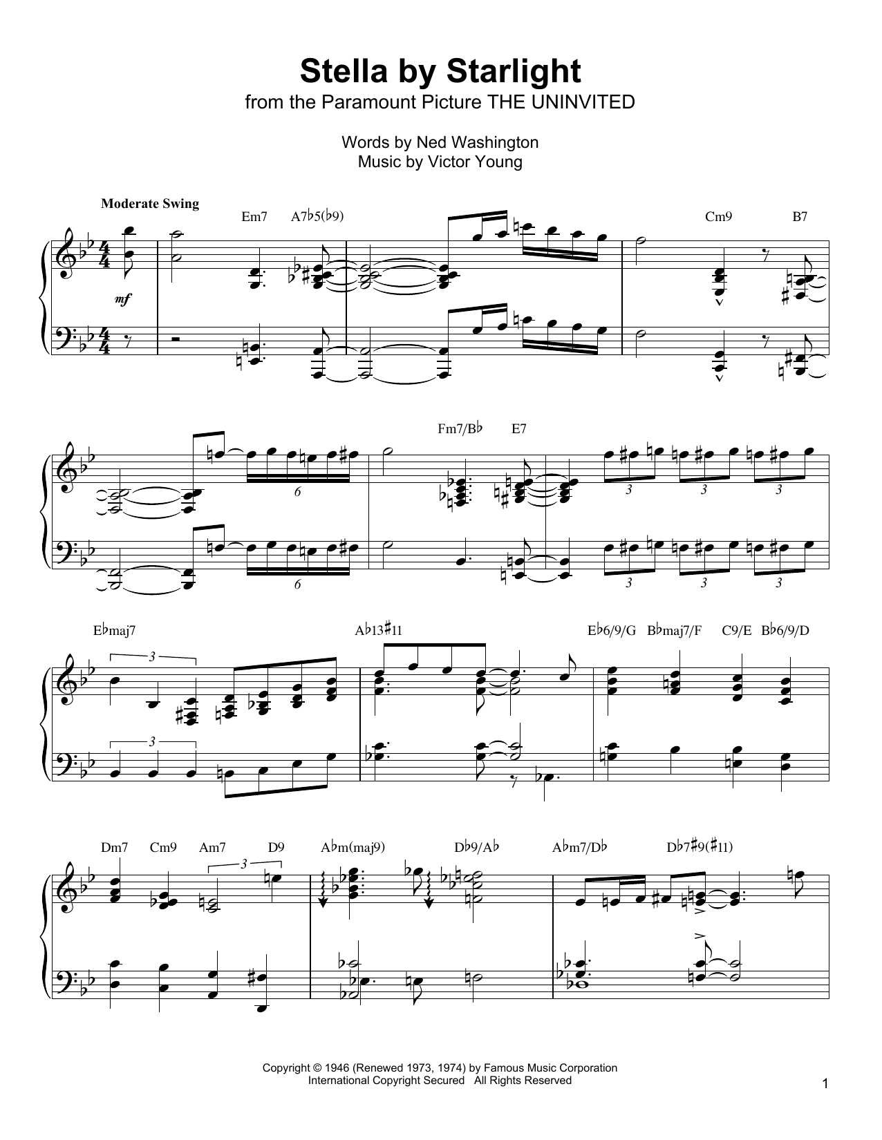 Download Oscar Peterson Stella By Starlight Sheet Music and learn how to play Piano Transcription PDF digital score in minutes