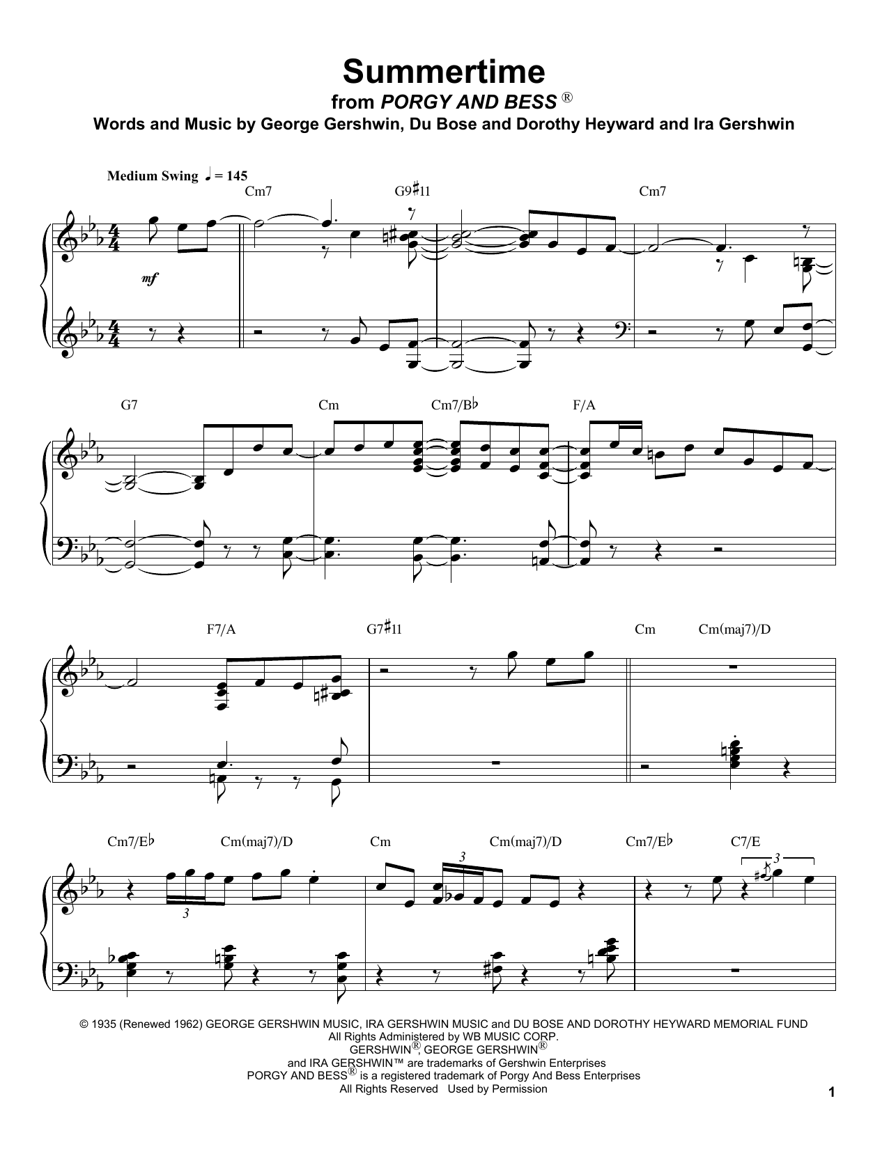 Download Oscar Peterson Summertime Sheet Music and learn how to play Piano Transcription PDF digital score in minutes