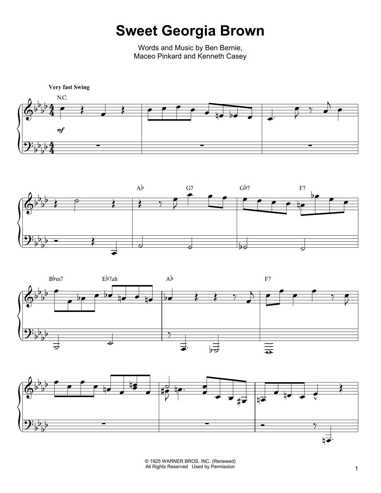 Download Oscar Peterson Sweet Georgia Brown Sheet Music and learn how to play Piano Transcription PDF digital score in minutes