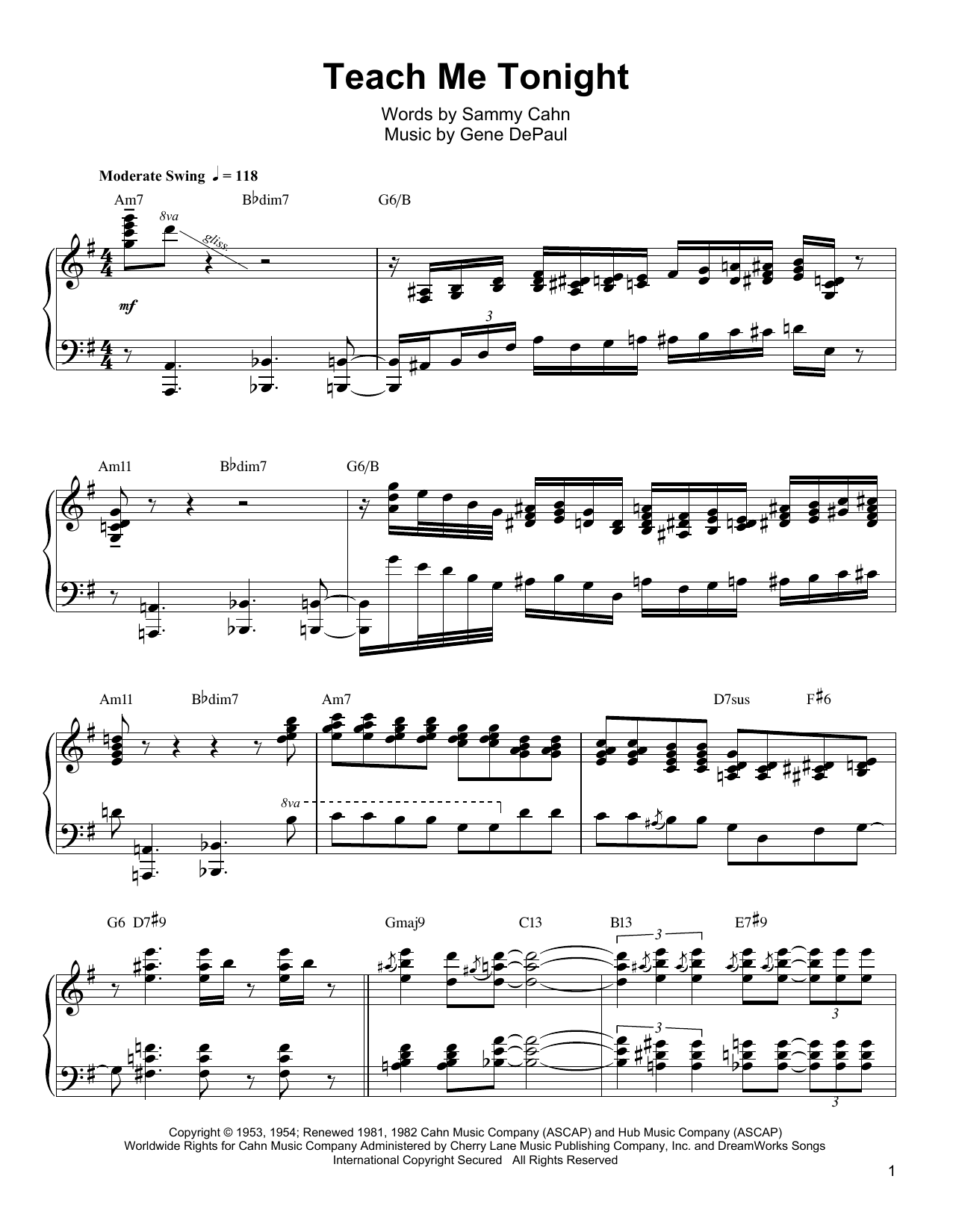 Download Oscar Peterson Teach Me Tonight Sheet Music and learn how to play Piano Transcription PDF digital score in minutes