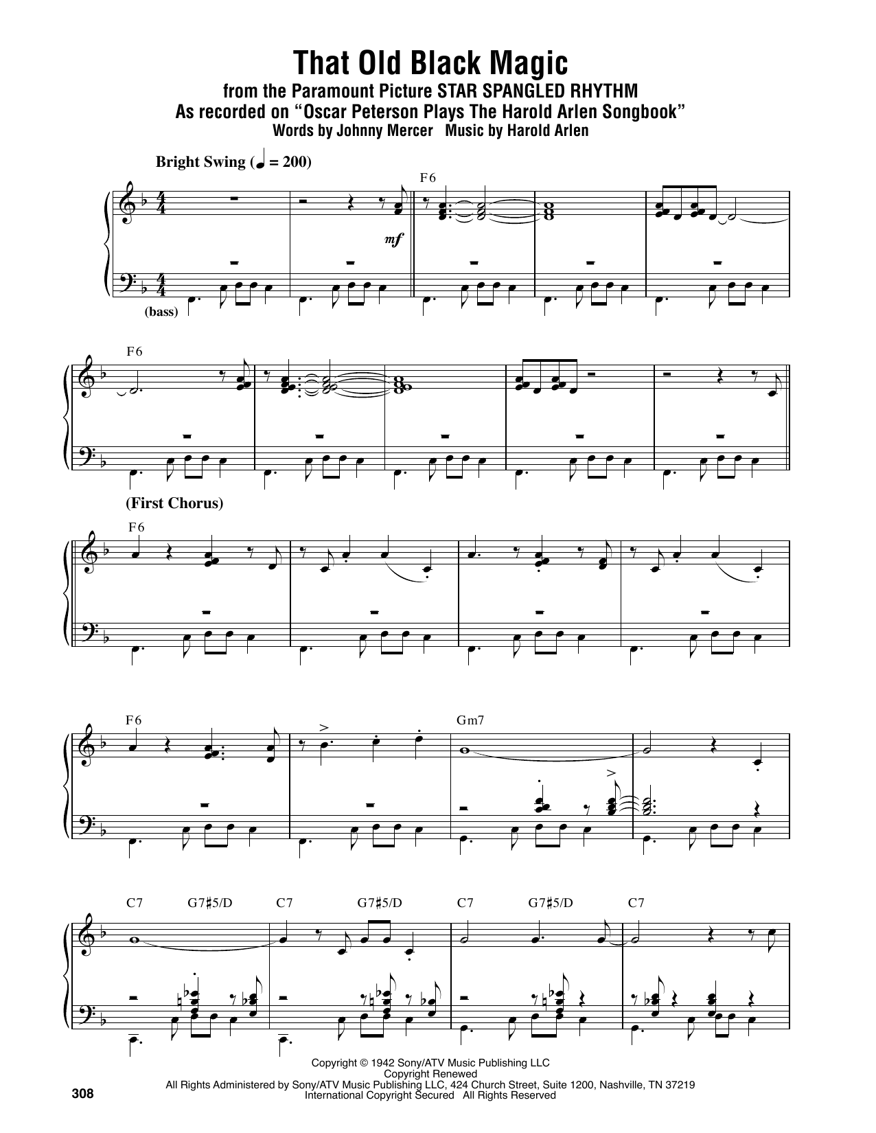 Download Oscar Peterson That Old Black Magic Sheet Music and learn how to play Piano Transcription PDF digital score in minutes