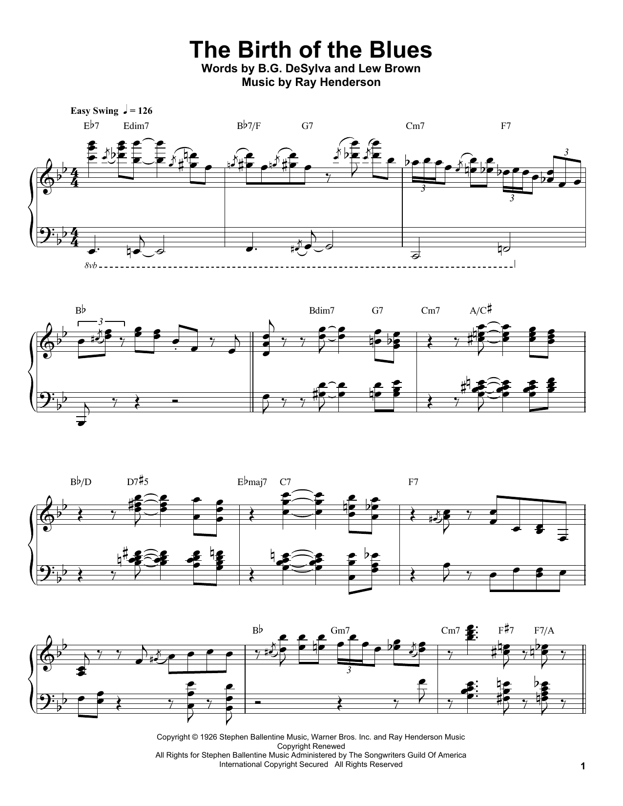 Download Oscar Peterson The Birth Of The Blues Sheet Music and learn how to play Piano Transcription PDF digital score in minutes
