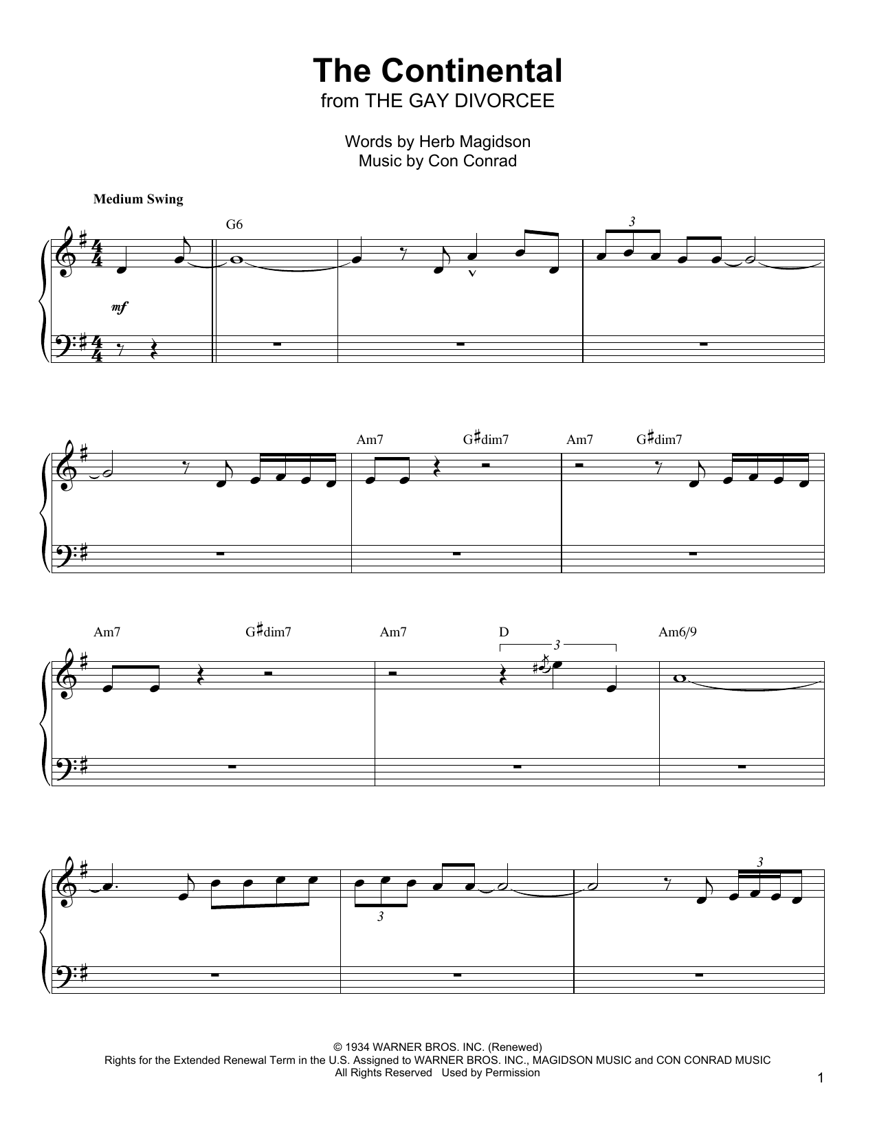 Download Oscar Peterson The Continental Sheet Music and learn how to play Piano Transcription PDF digital score in minutes