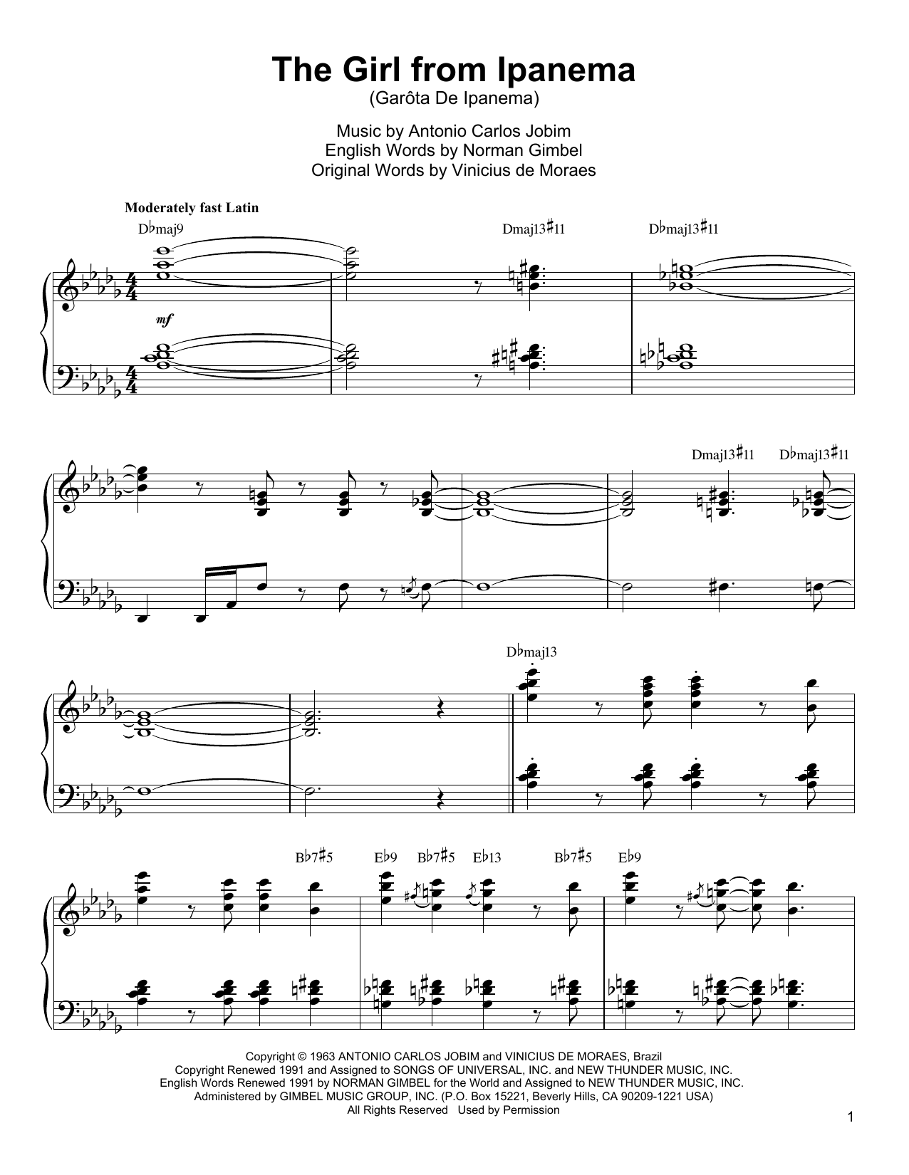 Download Oscar Peterson The Girl From Ipanema (Garota De Ipanema) Sheet Music and learn how to play Piano Transcription PDF digital score in minutes