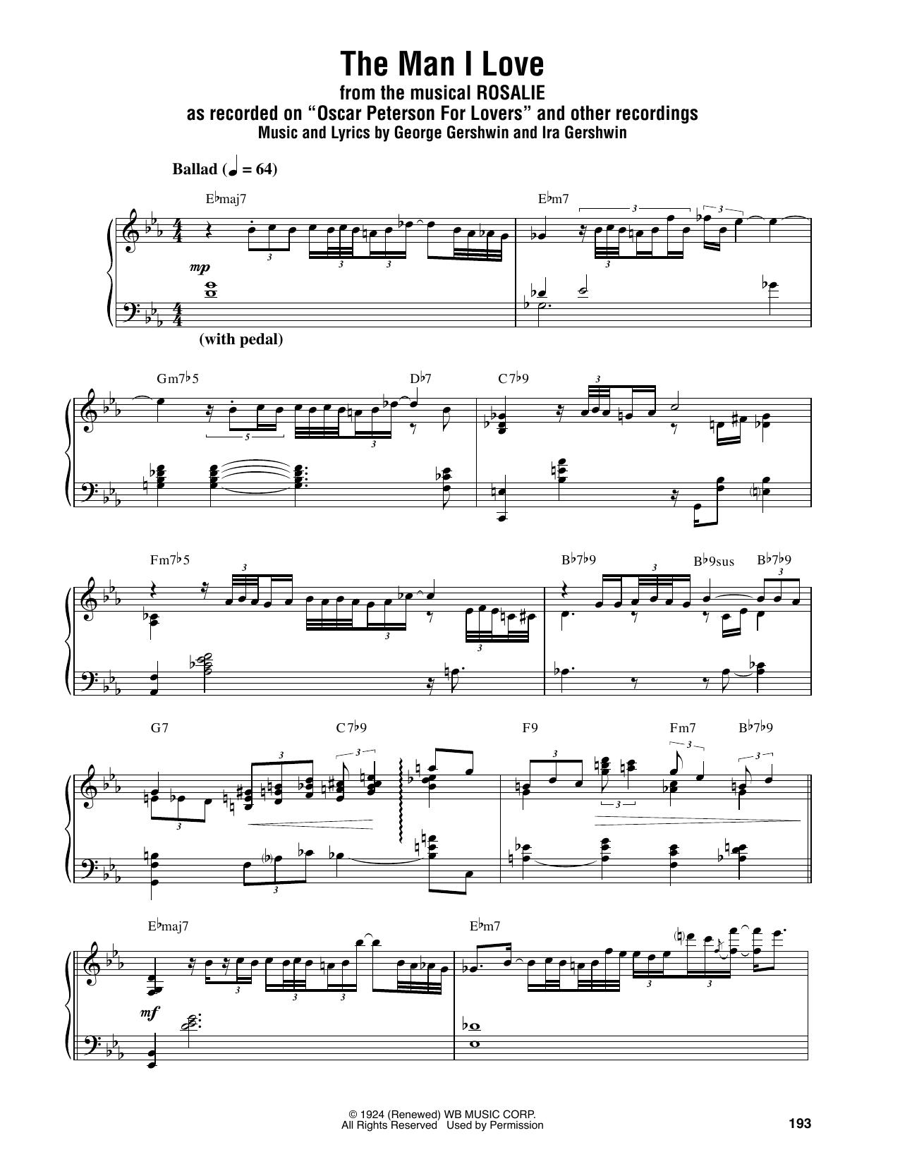 Download Oscar Peterson The Man I Love Sheet Music and learn how to play Piano Transcription PDF digital score in minutes