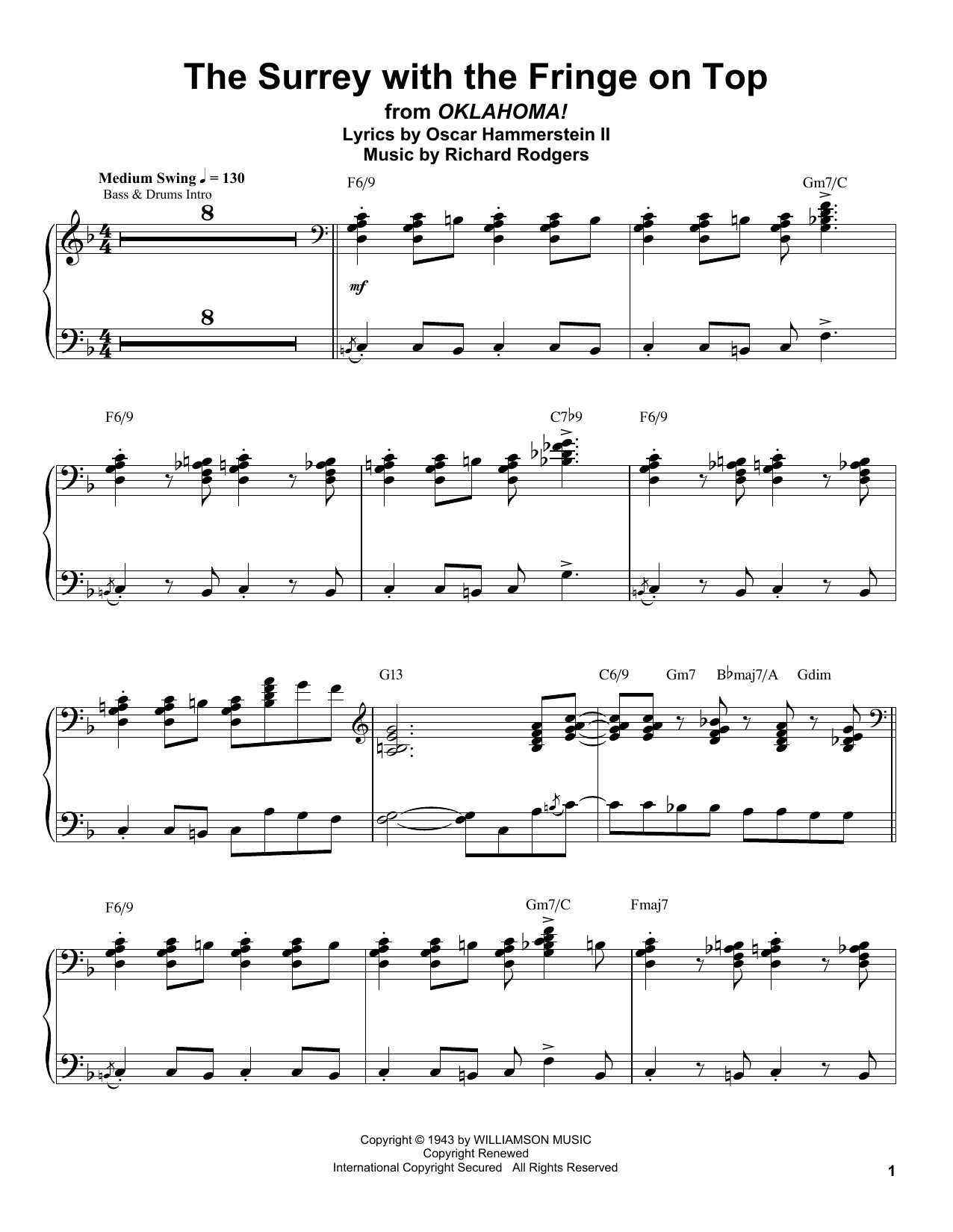 Download Oscar Peterson The Surrey With The Fringe On Top Sheet Music and learn how to play Piano Transcription PDF digital score in minutes