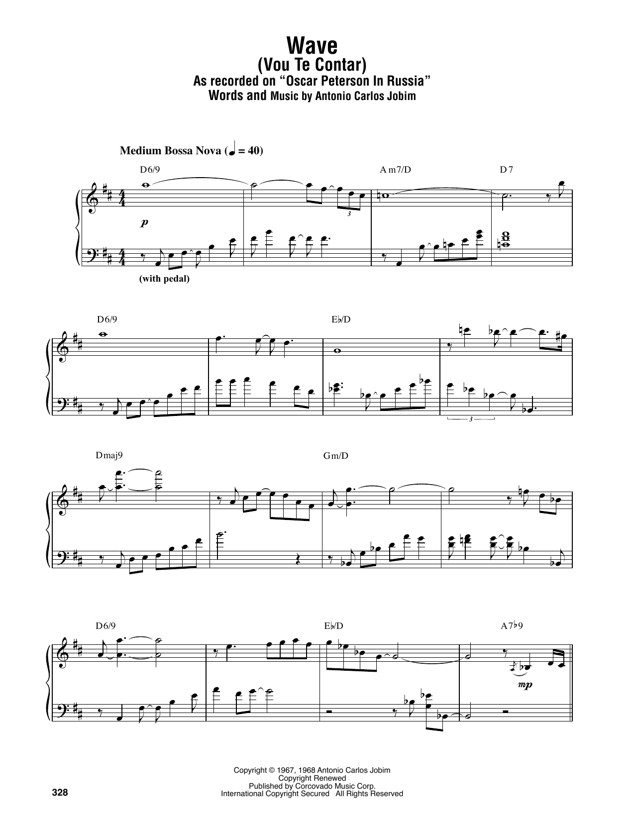 Download Oscar Peterson Wave Sheet Music and learn how to play Piano Transcription PDF digital score in minutes