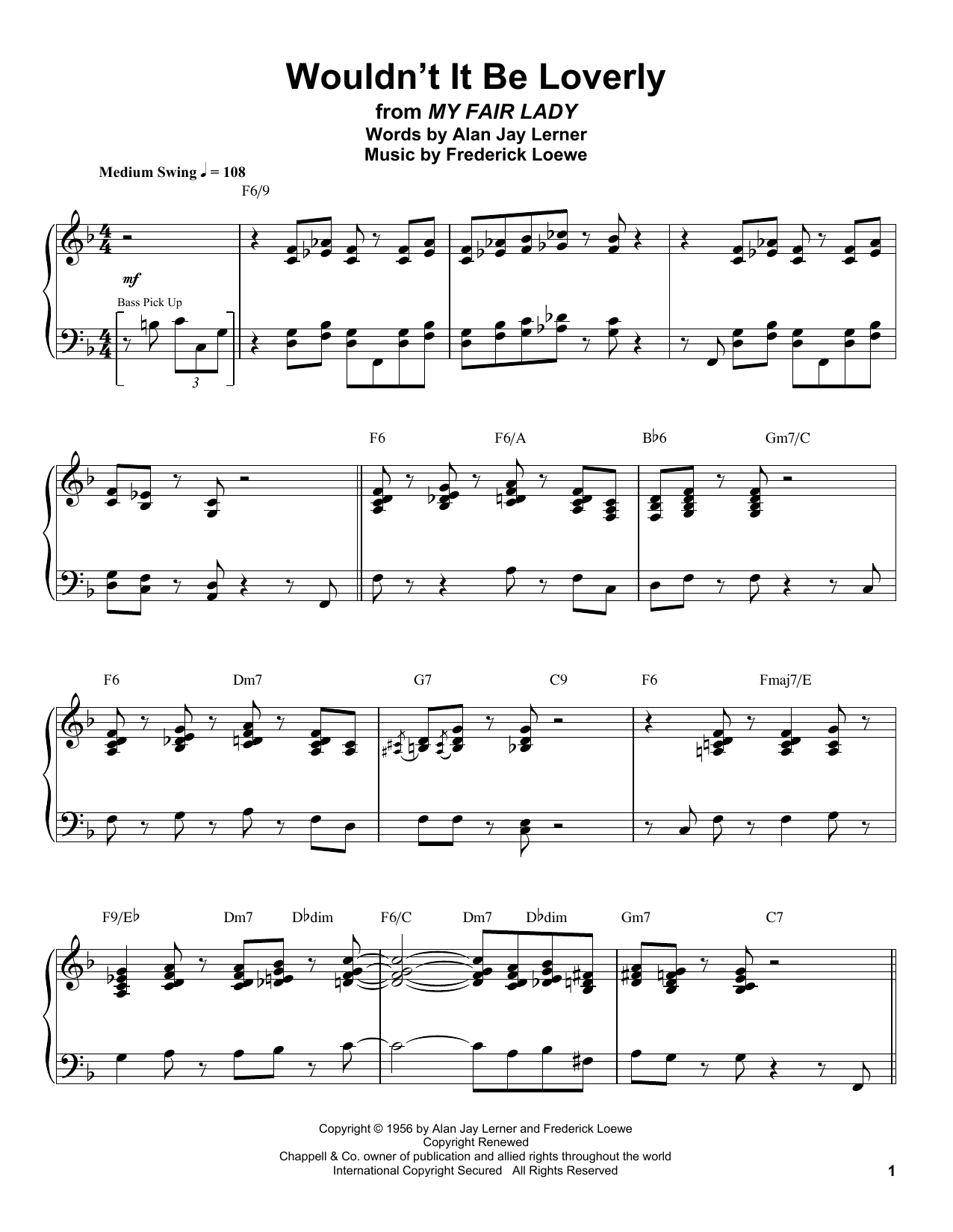 Download Oscar Peterson Wouldn't It Be Loverly Sheet Music and learn how to play Piano Transcription PDF digital score in minutes