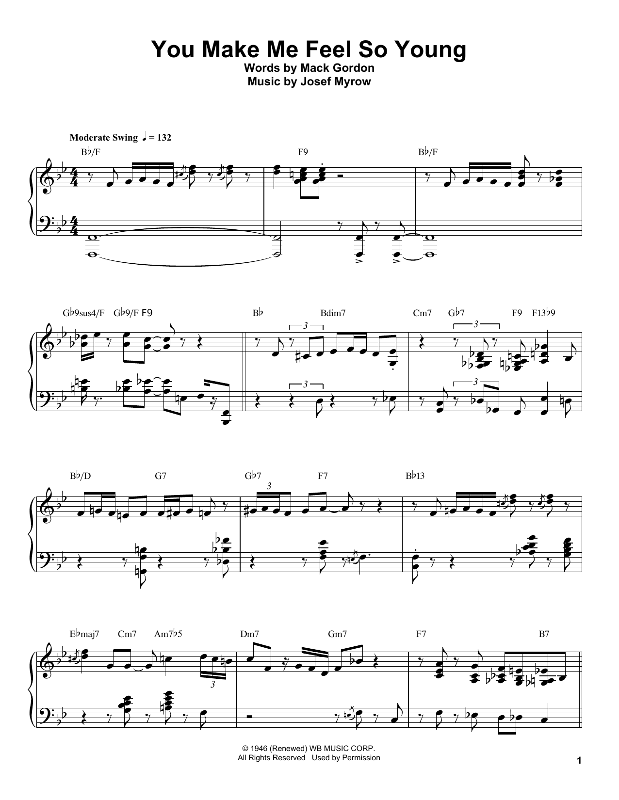 Download Oscar Peterson You Make Me Feel So Young Sheet Music and learn how to play Piano Transcription PDF digital score in minutes